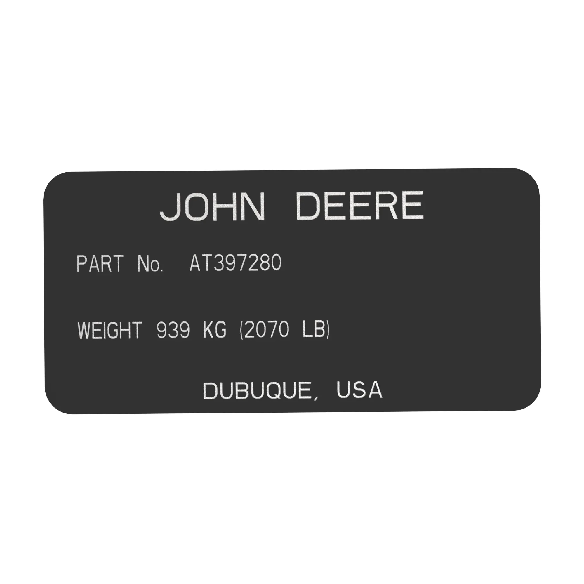 John Deere Identification Plate - T376725