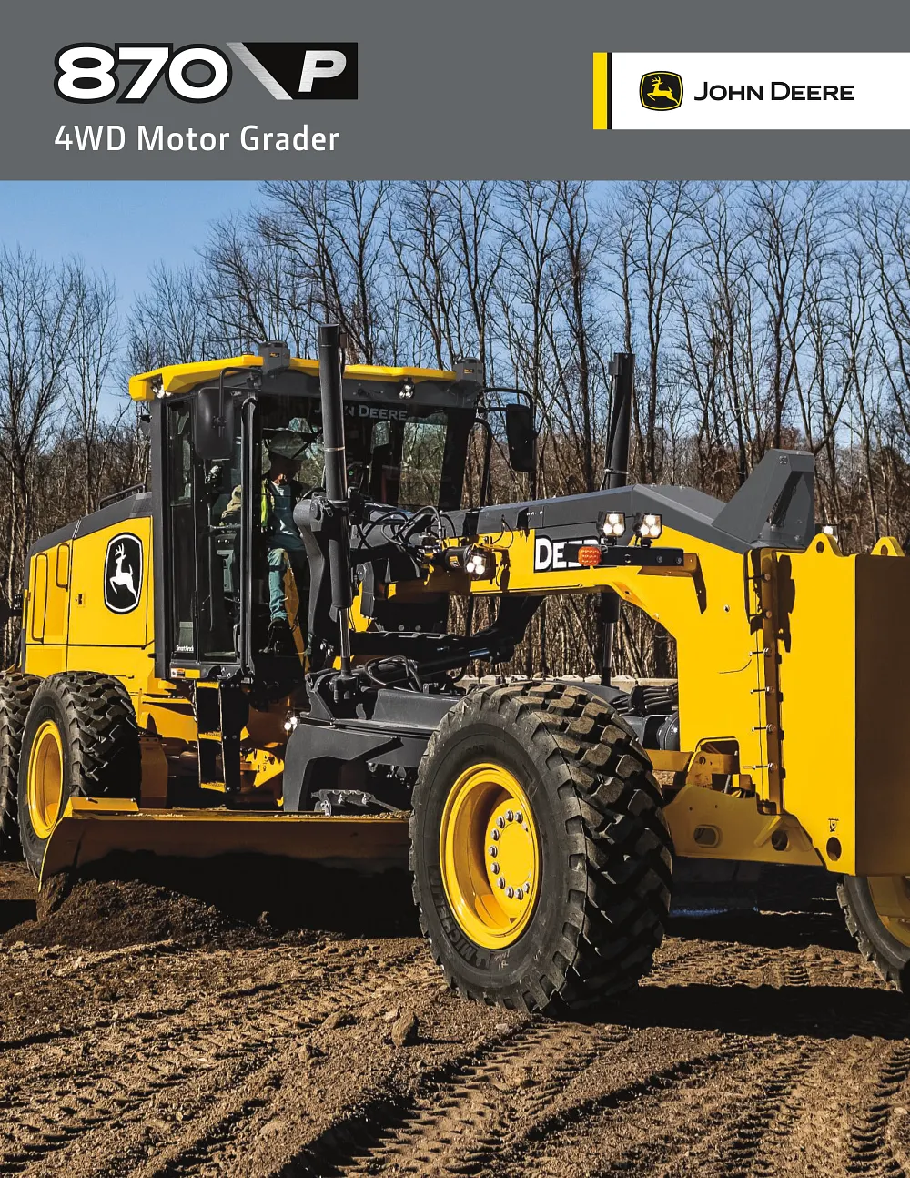 870 P-Tier 4WD Motor Grader Brochure cover