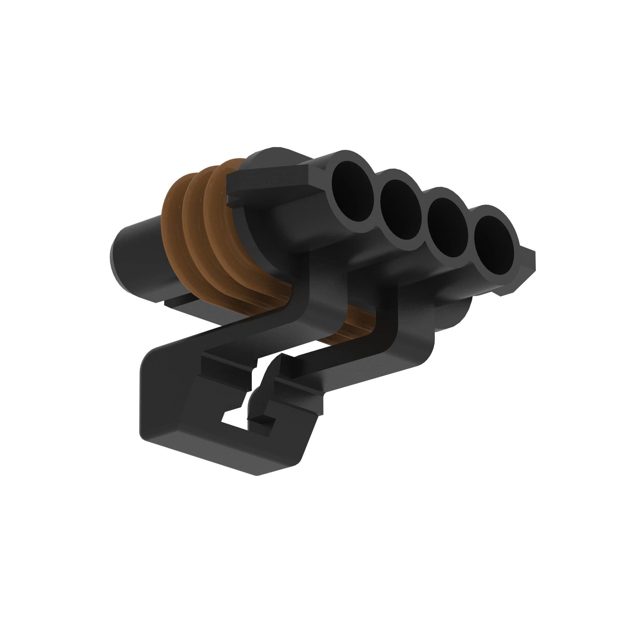 John Deere Black External Electrical Connector Housing, 4 Cavities - 57M7840