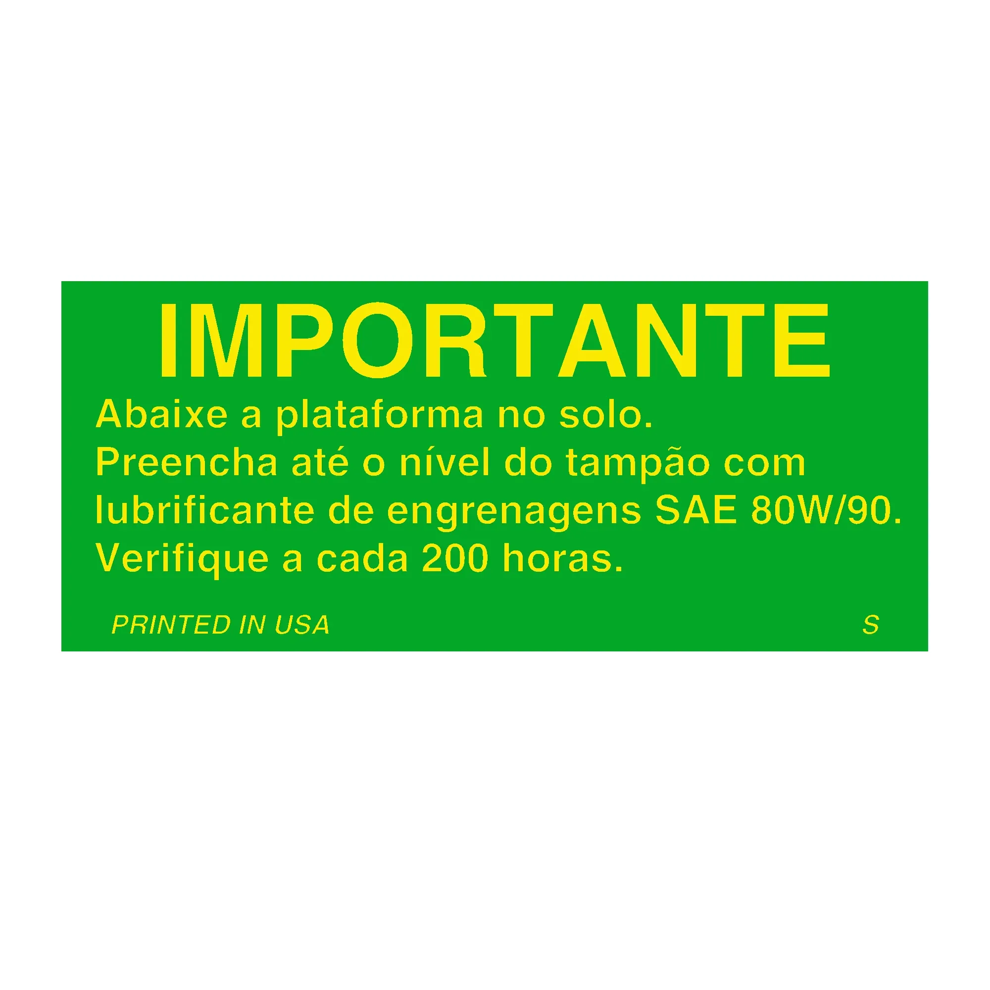 John Deere Oil Fill Label, Portuguese - H165209