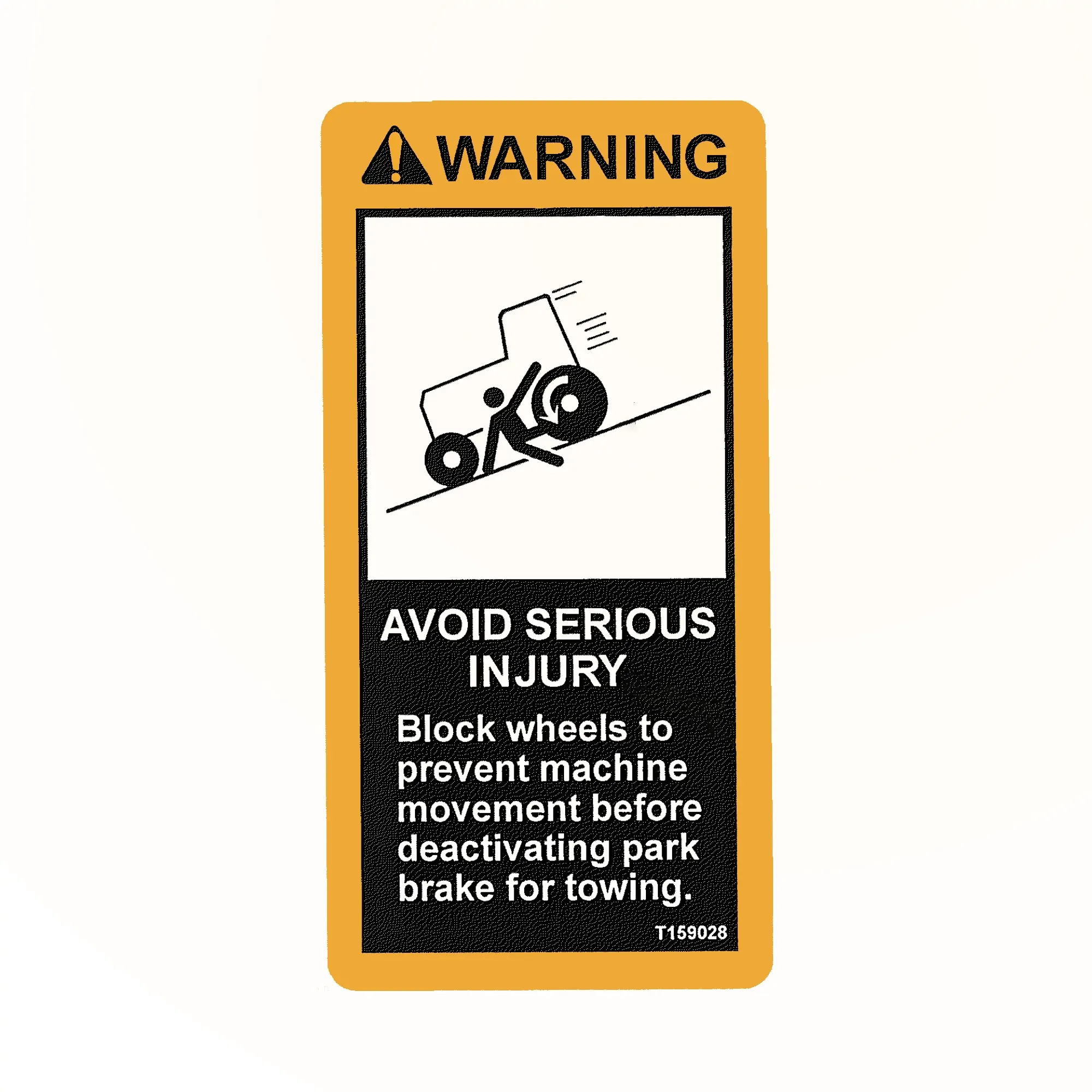John Deere Park Brake Warning Label, English - T159028