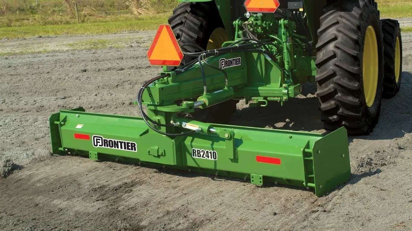 RB24 Rear Blade being pulled behind a tractor