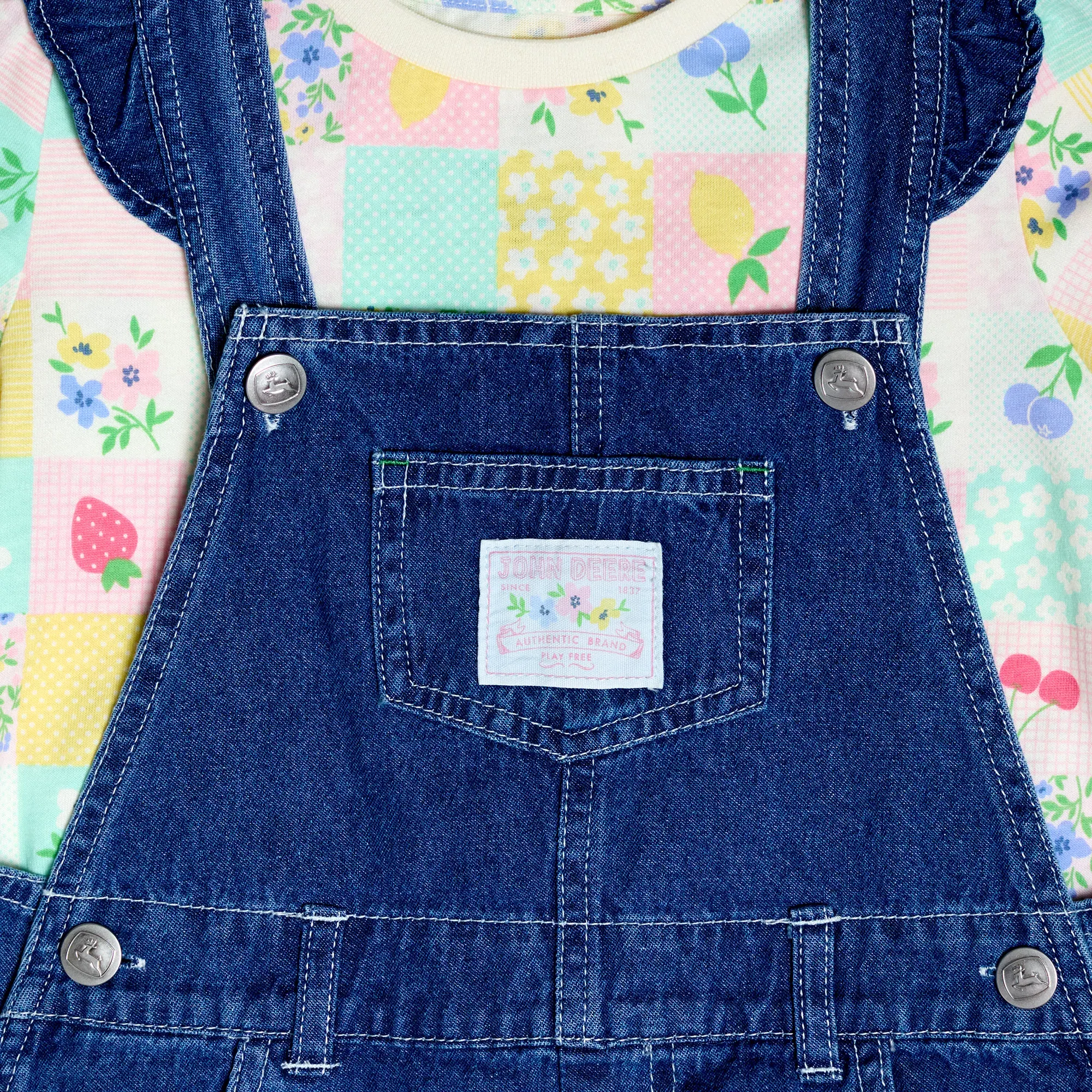 Toddlers Patchwork Denim Jumper & T-Shirt Set