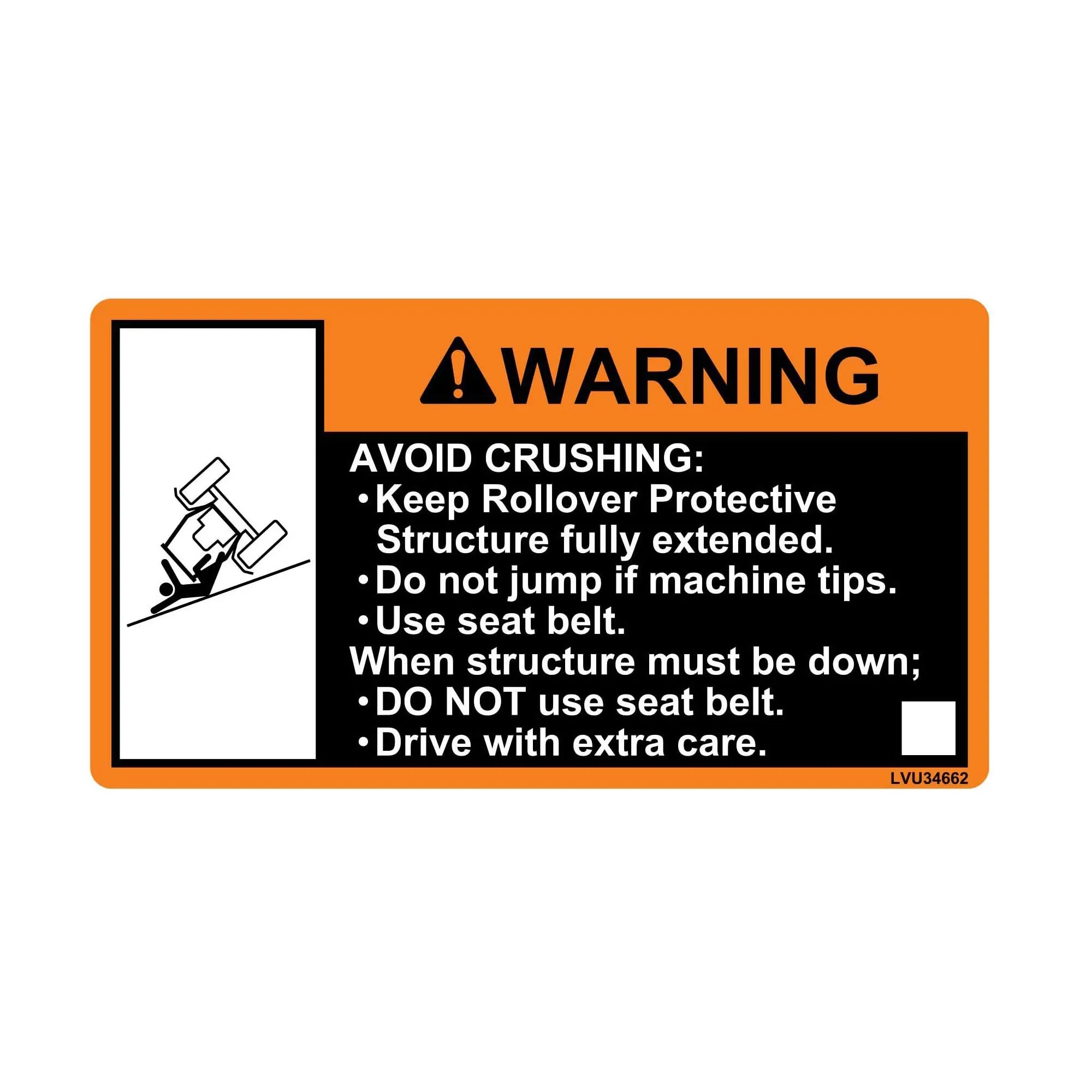 John Deere Roll Guard Warning Label - LVU34662