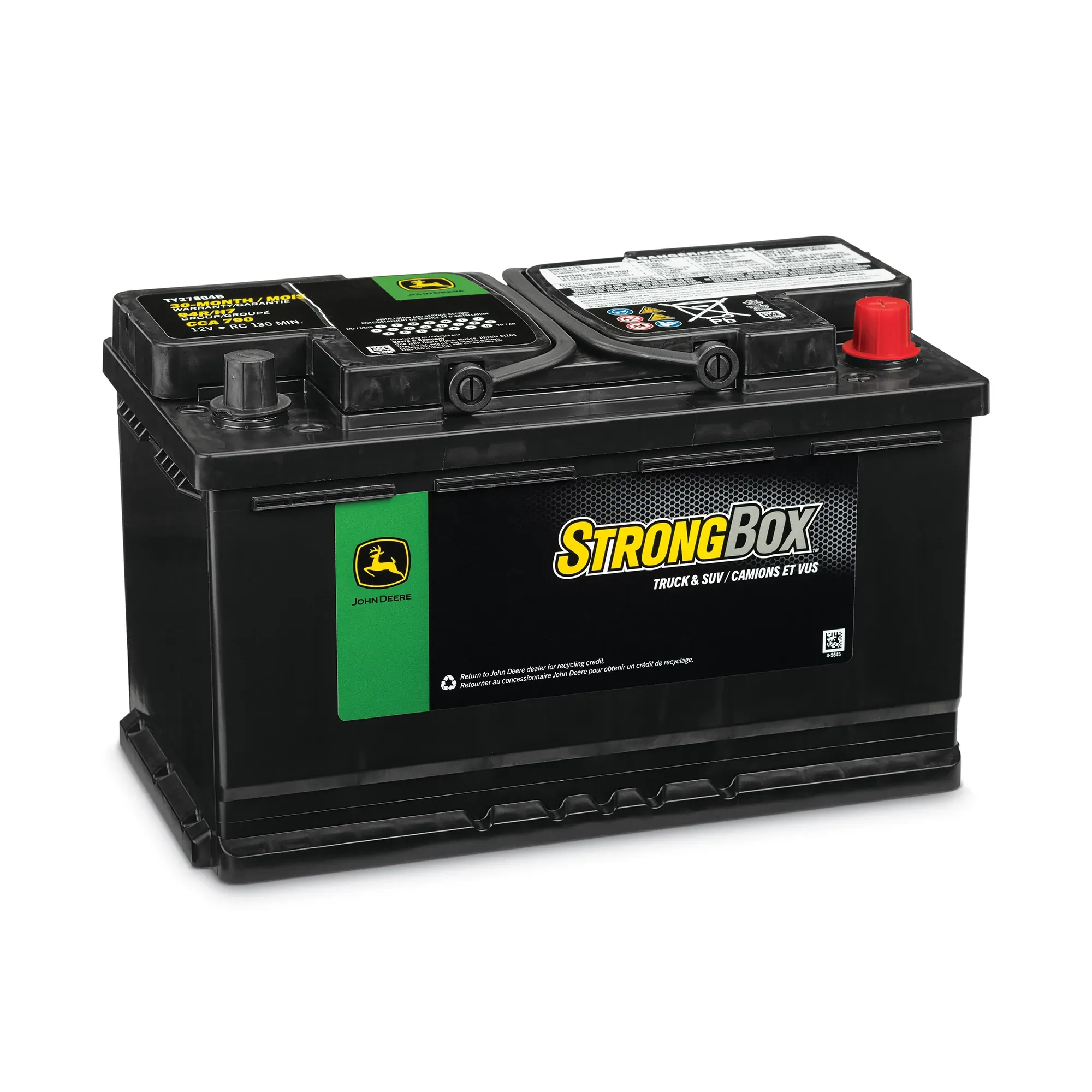 John Deere 12 Volt Battery, Wet Charged, 80 Ah, 790 CCA, 94R/H7 BCI - TY27804B