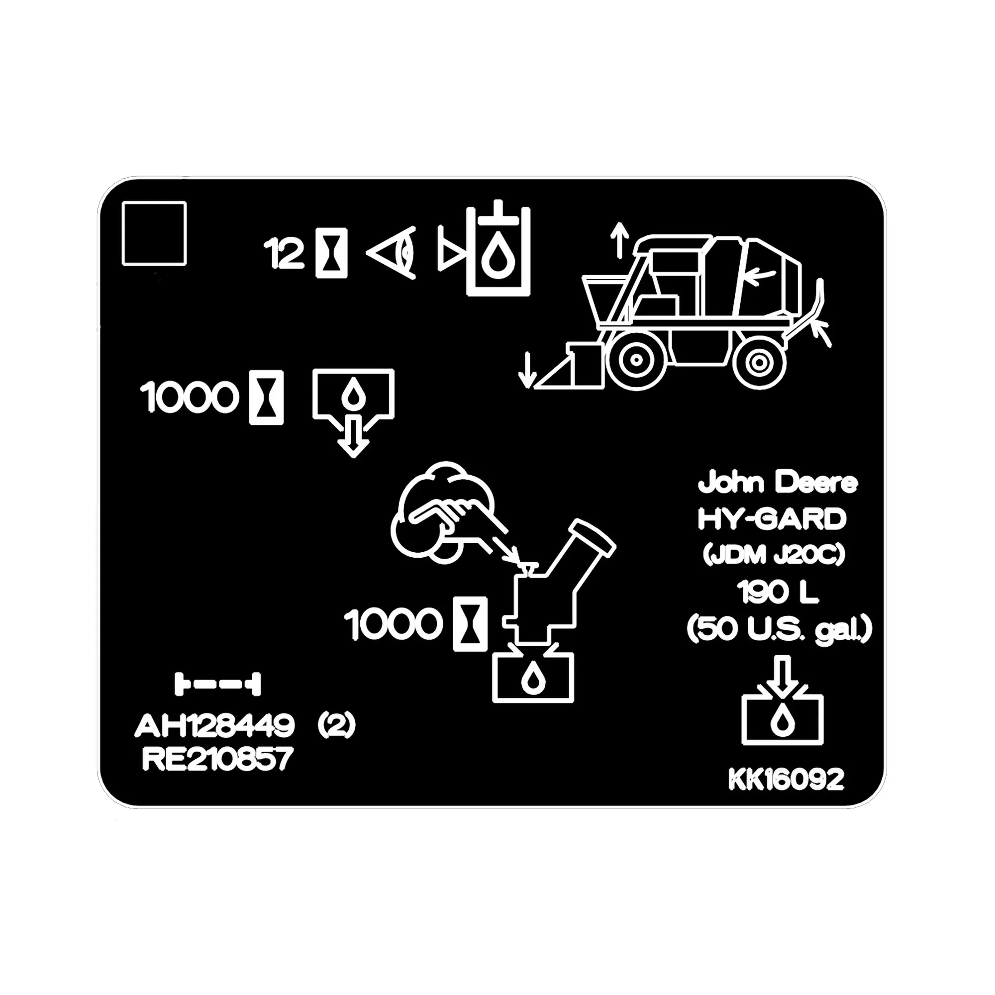 John Deere Change Oil Text Free CP690, Label - KK16092