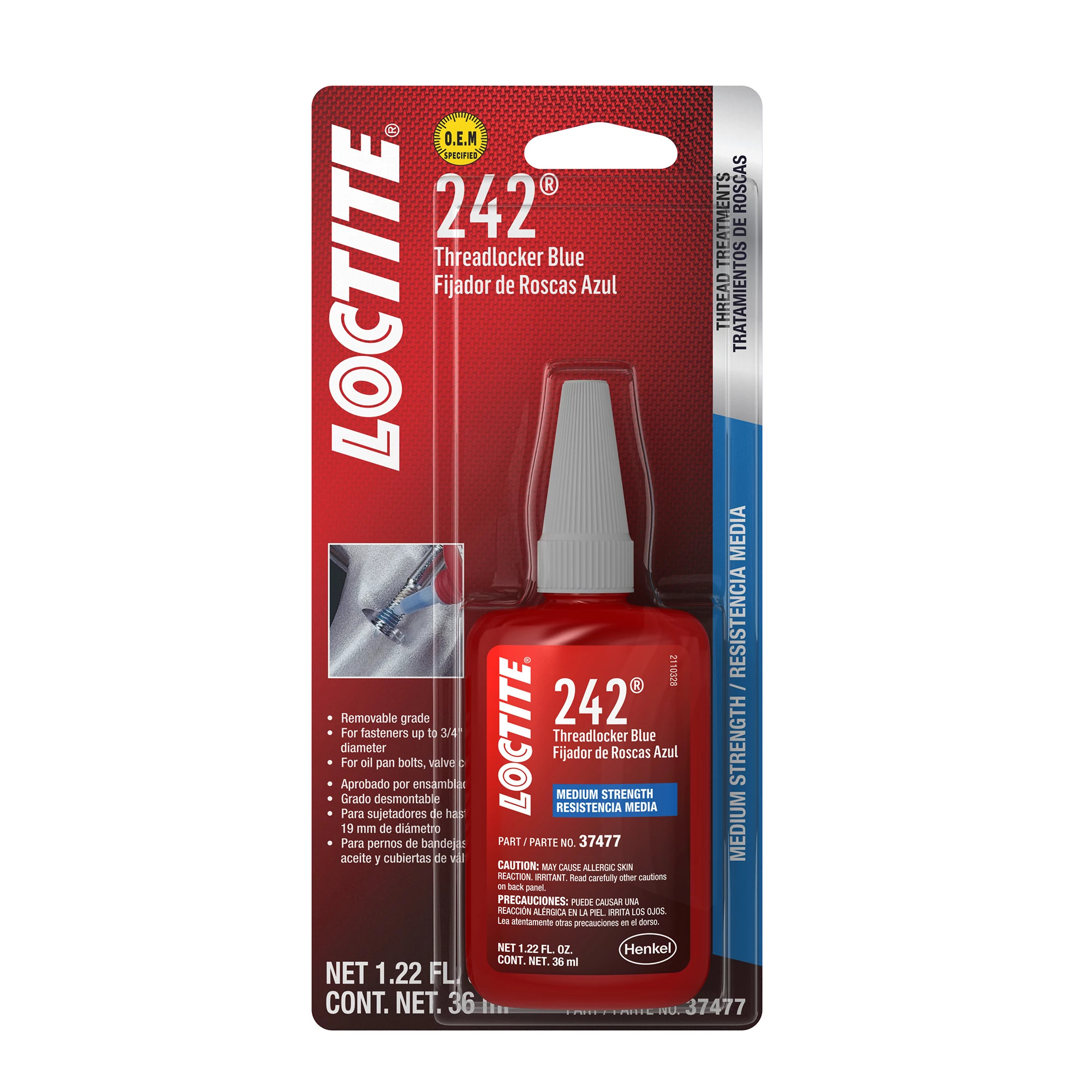 John Deere LOCTITE 242 Blue Threadlocker, 36 ml (1.22 Fluid Oz) Bottle - PM37477