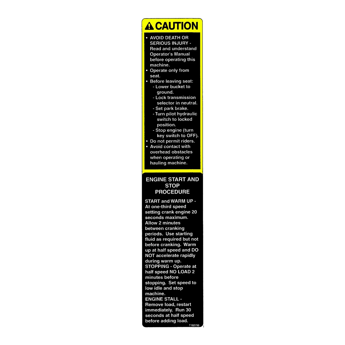 Label, Caution, Eng Start/Stop