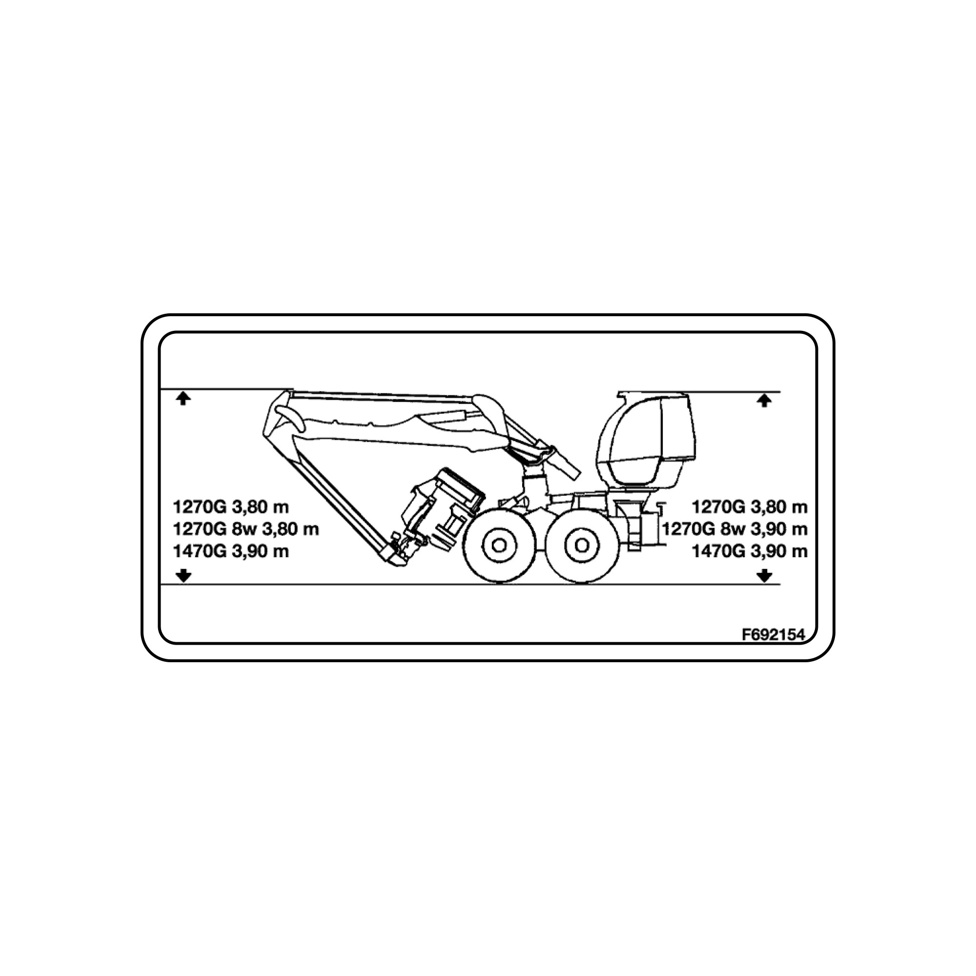 John Deere Dimensions Label - F692154