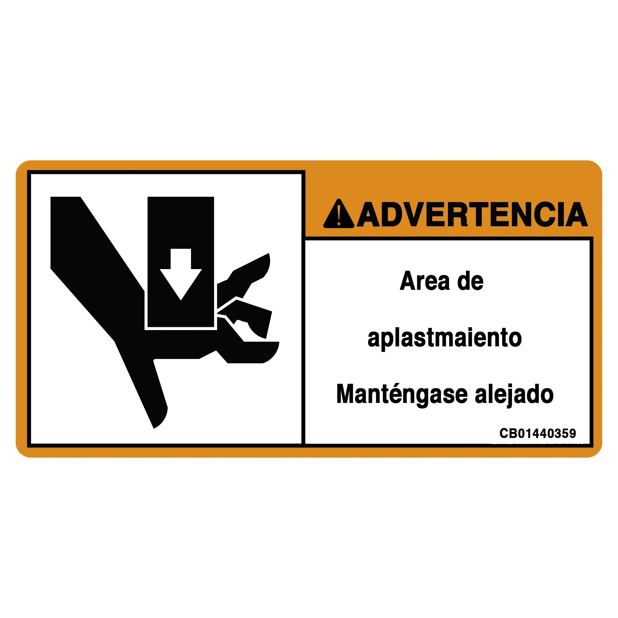 John Deere Safety Sign, Pinch Area Warning, Spanish - CB01440359