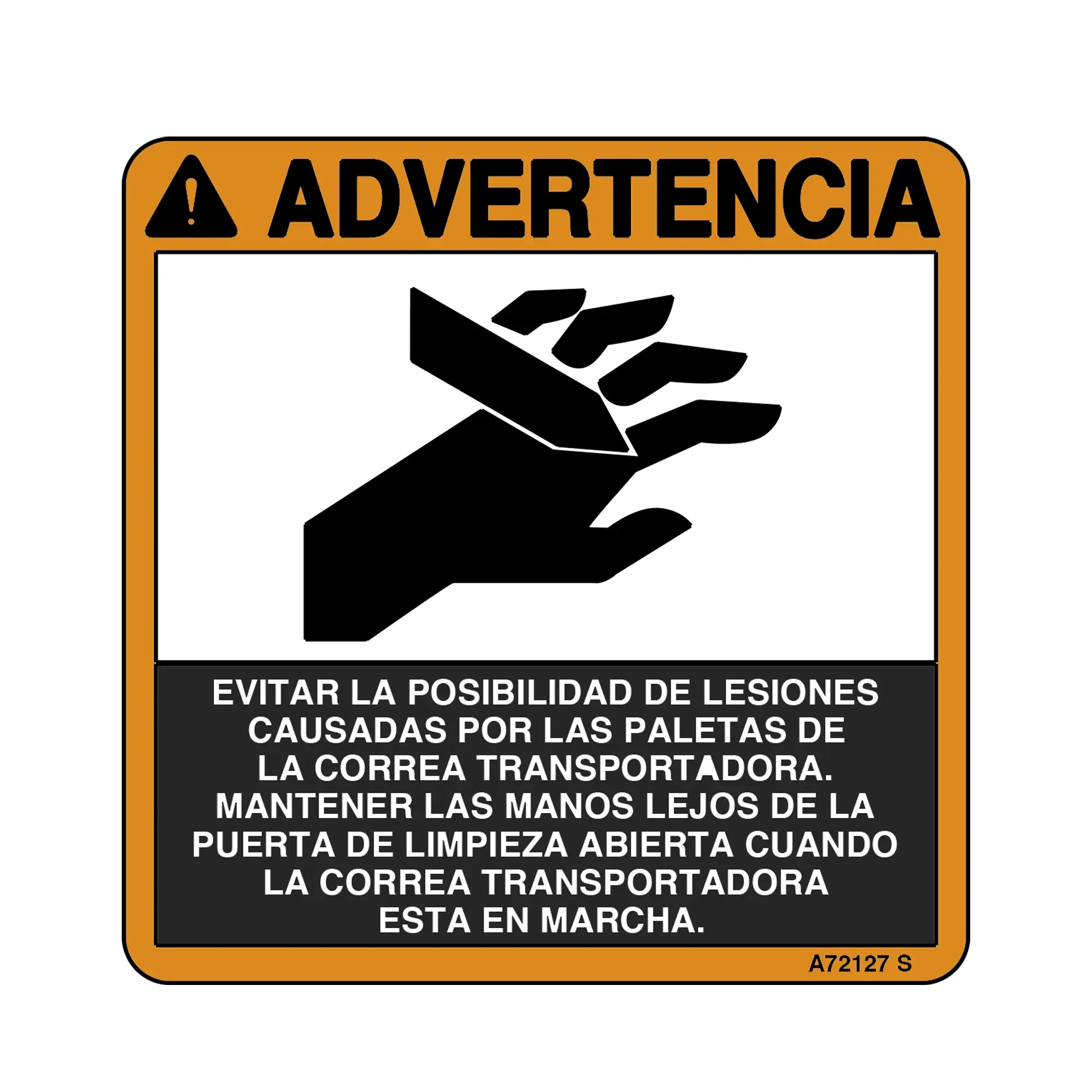 John Deere Safety Sign, Warning, Spanish - A72127