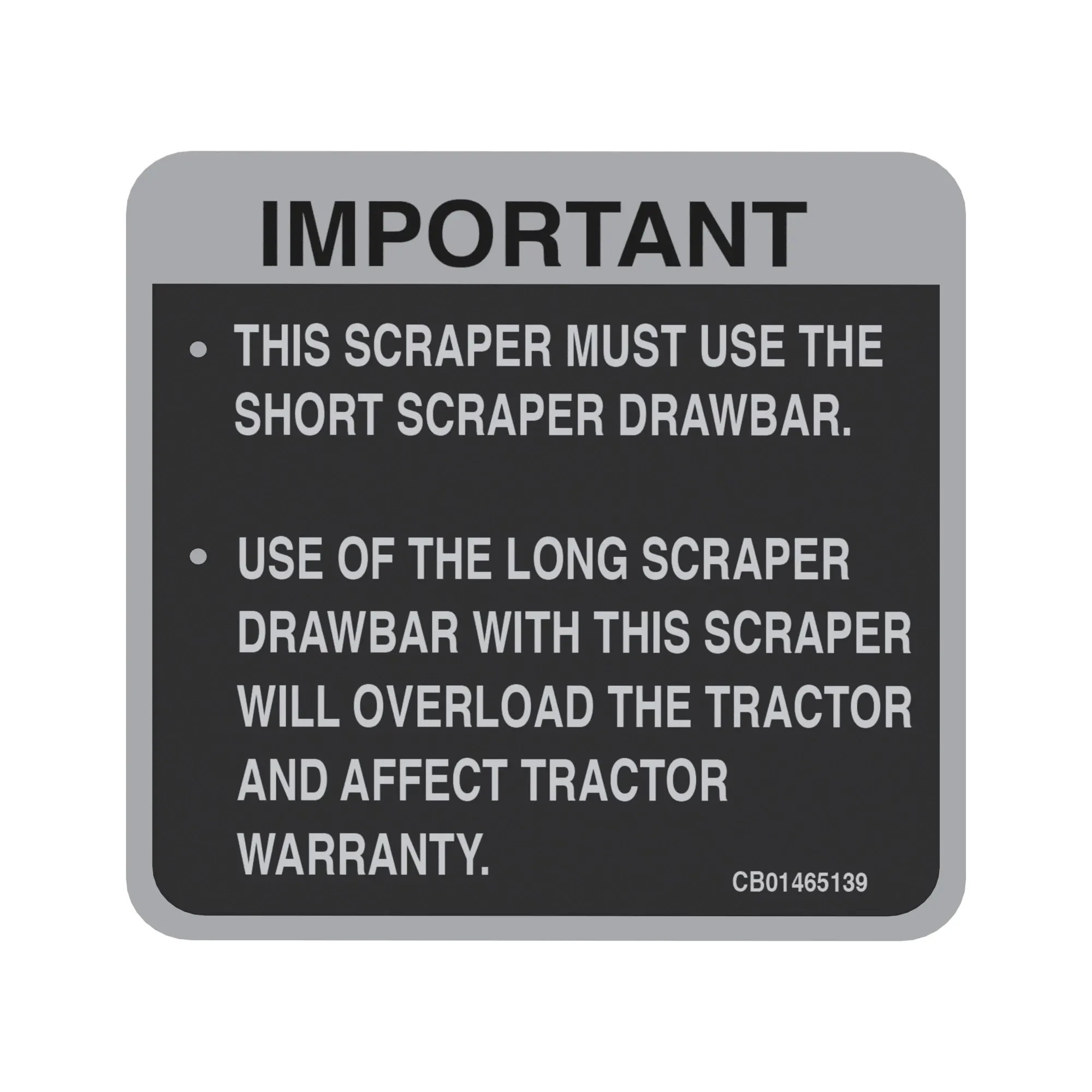 John Deere Short Drawbar English Decal - CB01465139