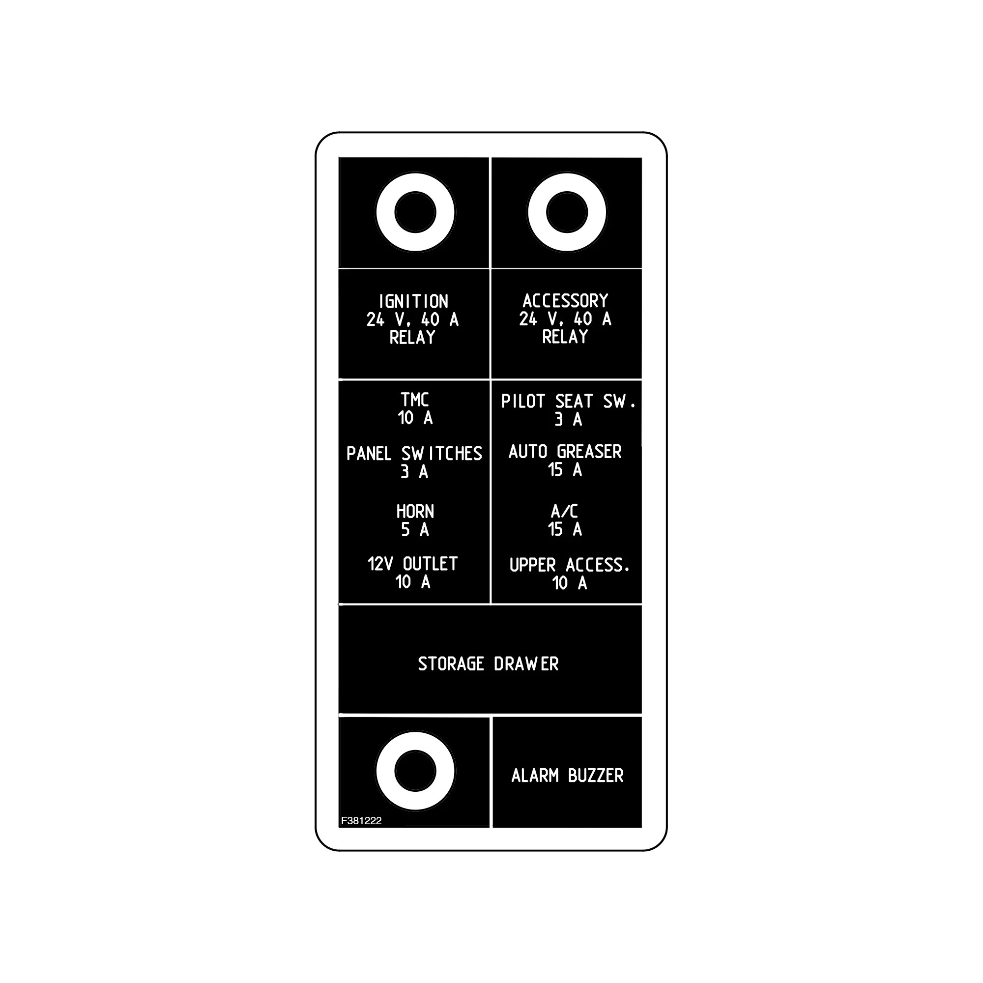 John Deere Fuse Panel Label - F381222