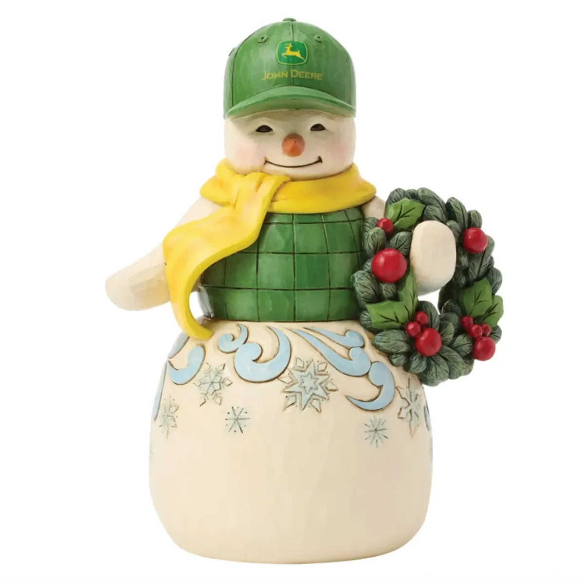 Festive John Deere Snowman Statue
