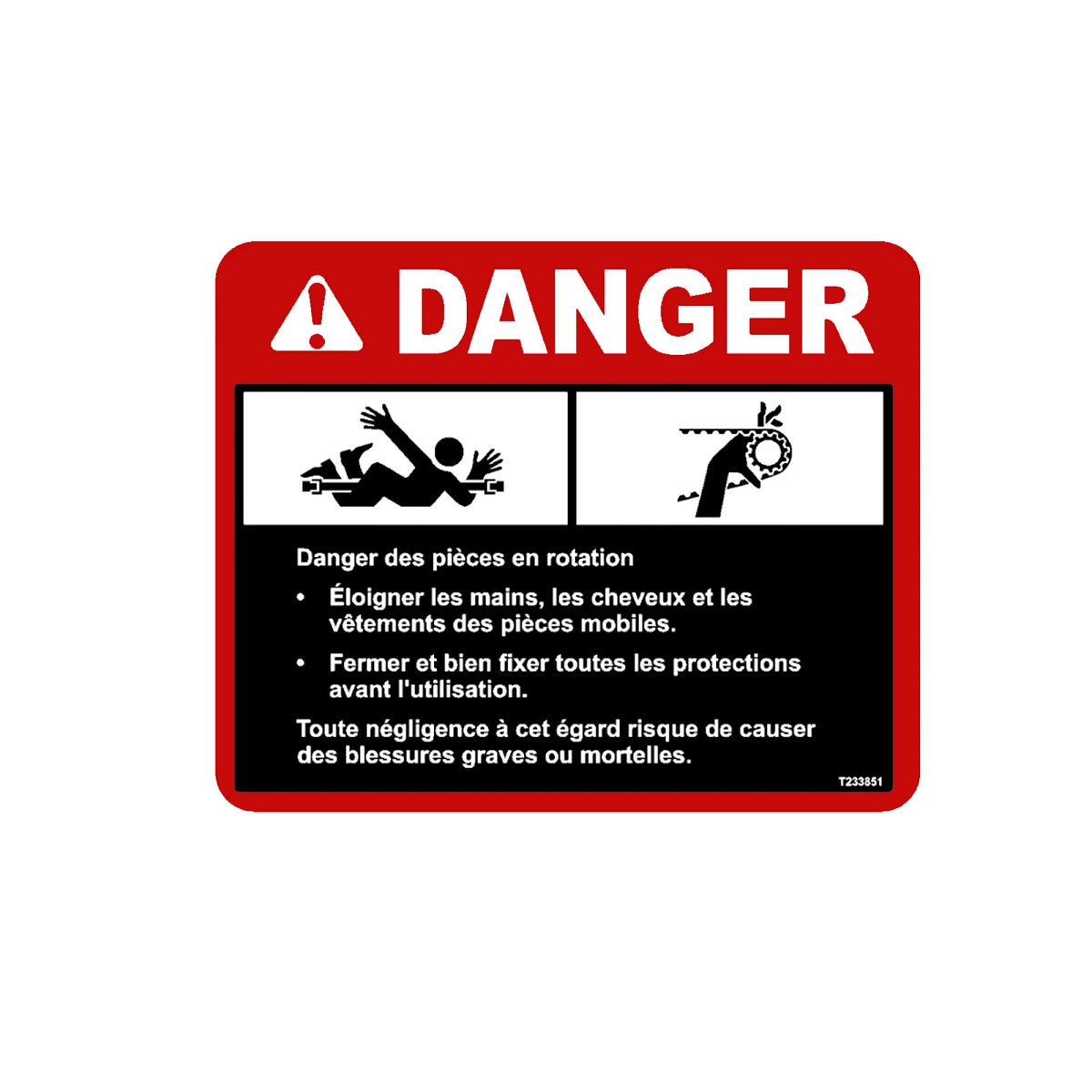 Label, Danger, French Rotating Part
