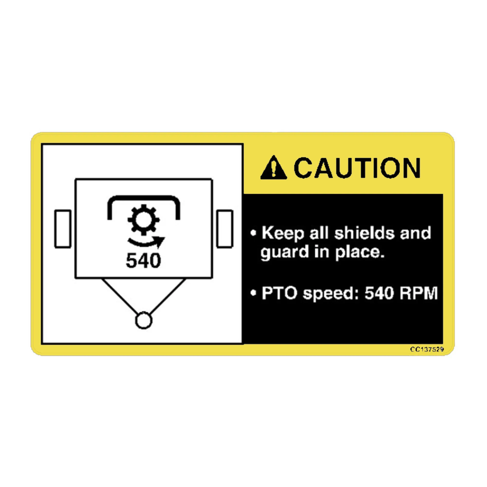 John Deere PTO 540 Tr/min Label, English - CC137529
