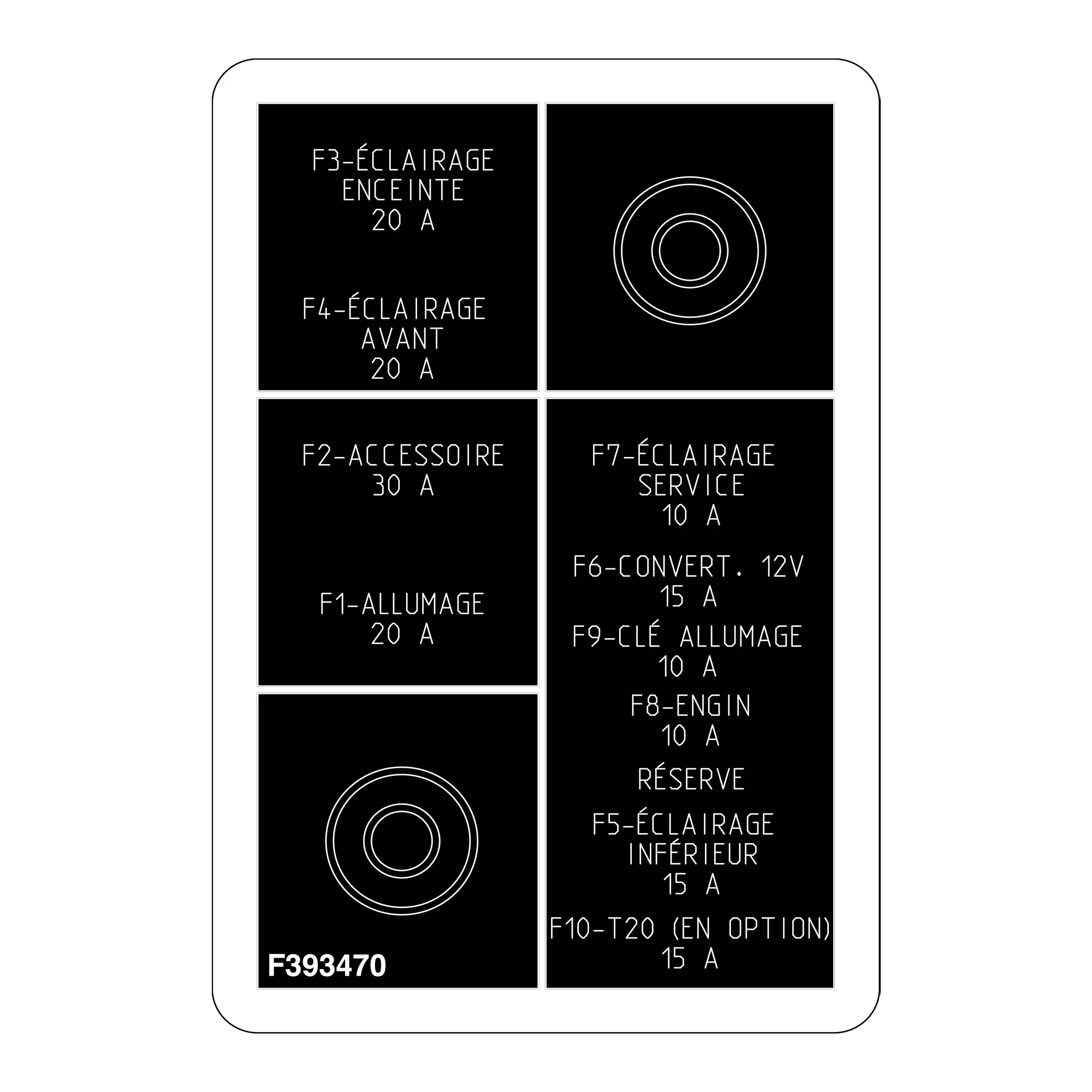John Deere Electrical Box Label, French - F393470