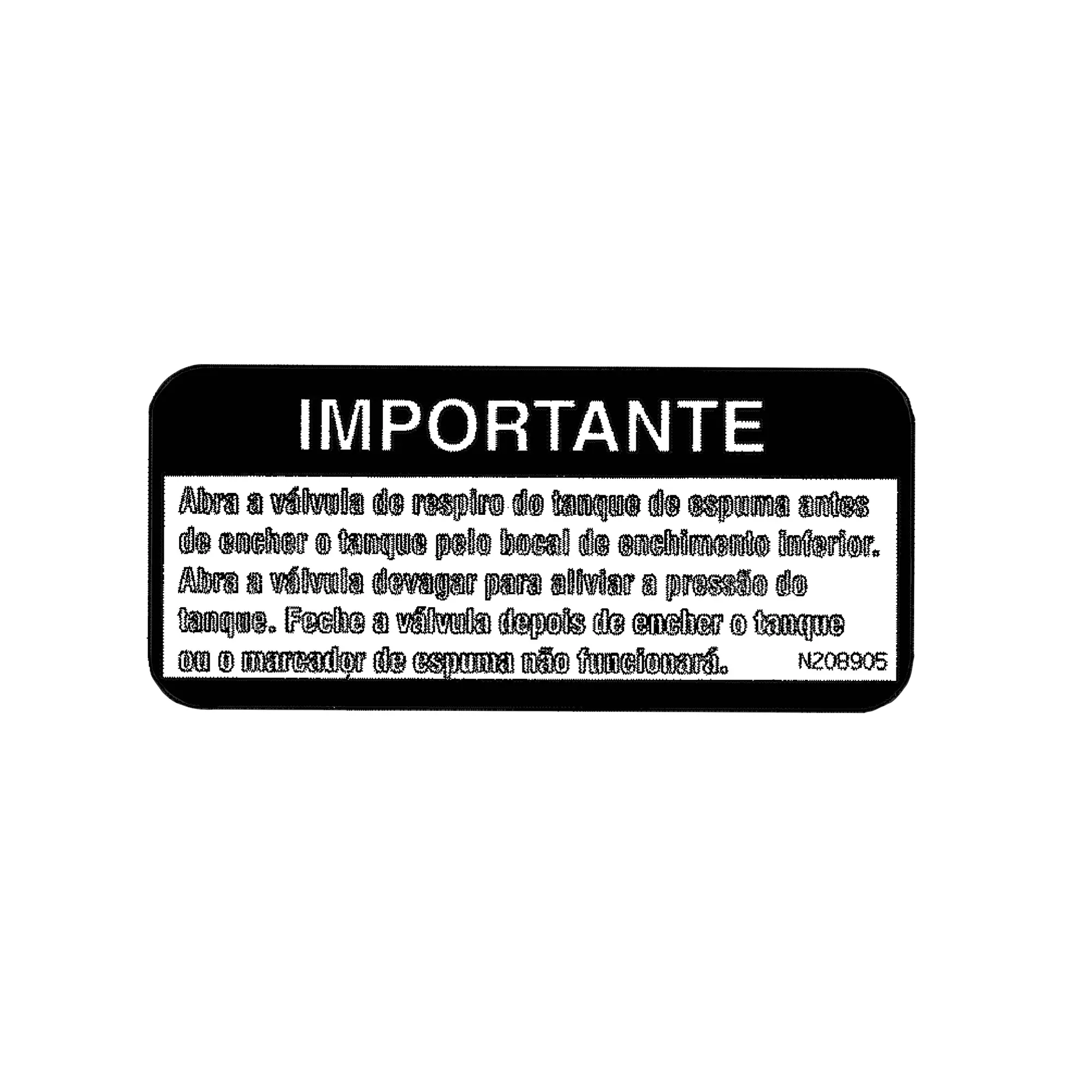John Deere Important Vent Valve Label, Portuguese - N208905