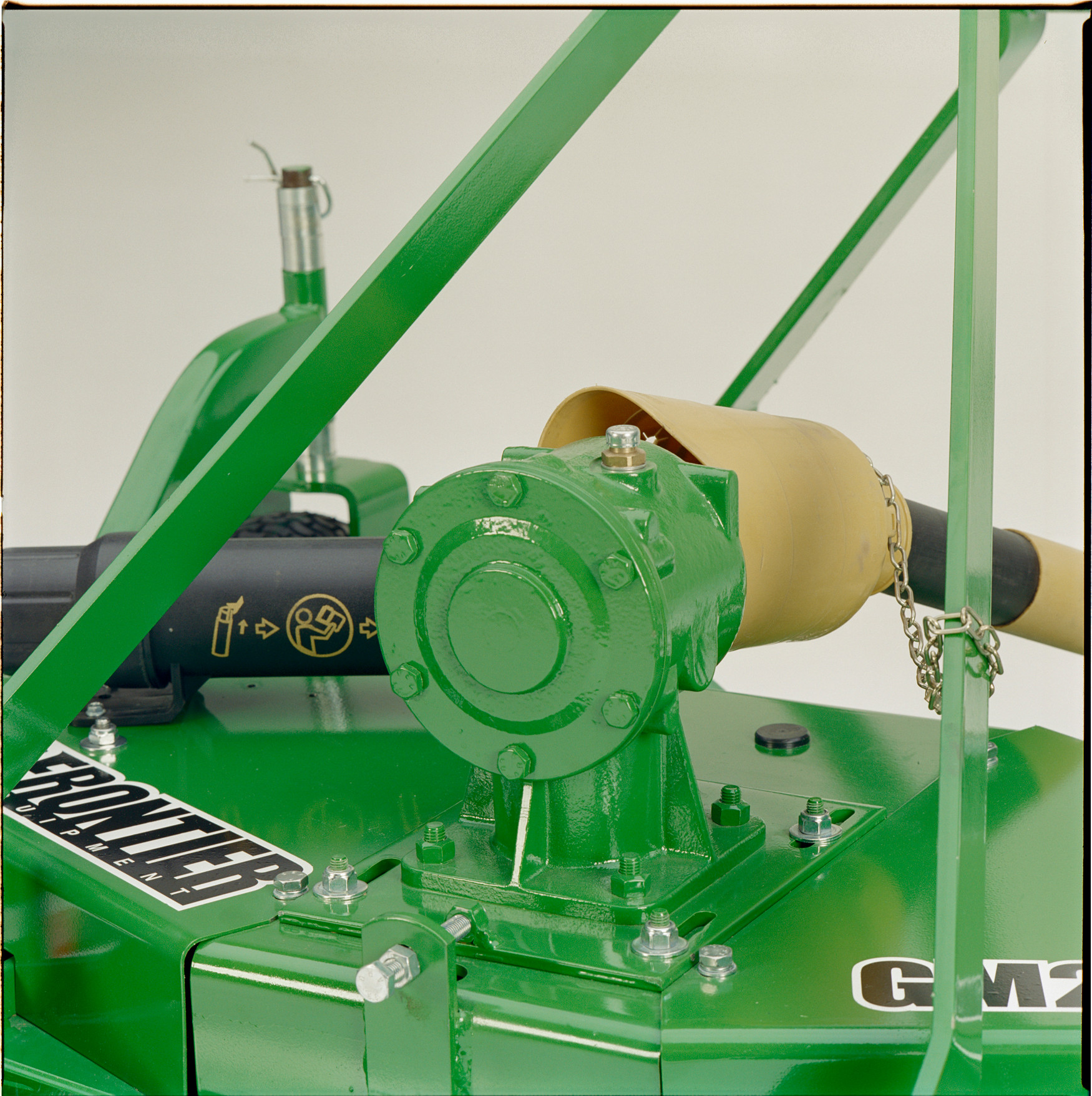 Close-up studio view of gearbox on top of GM20 Grooming Mower