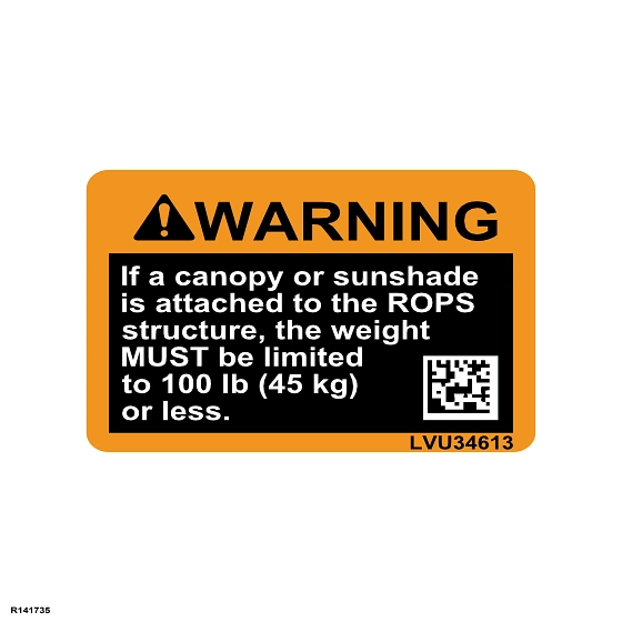 John Deere Warning Label - R141735