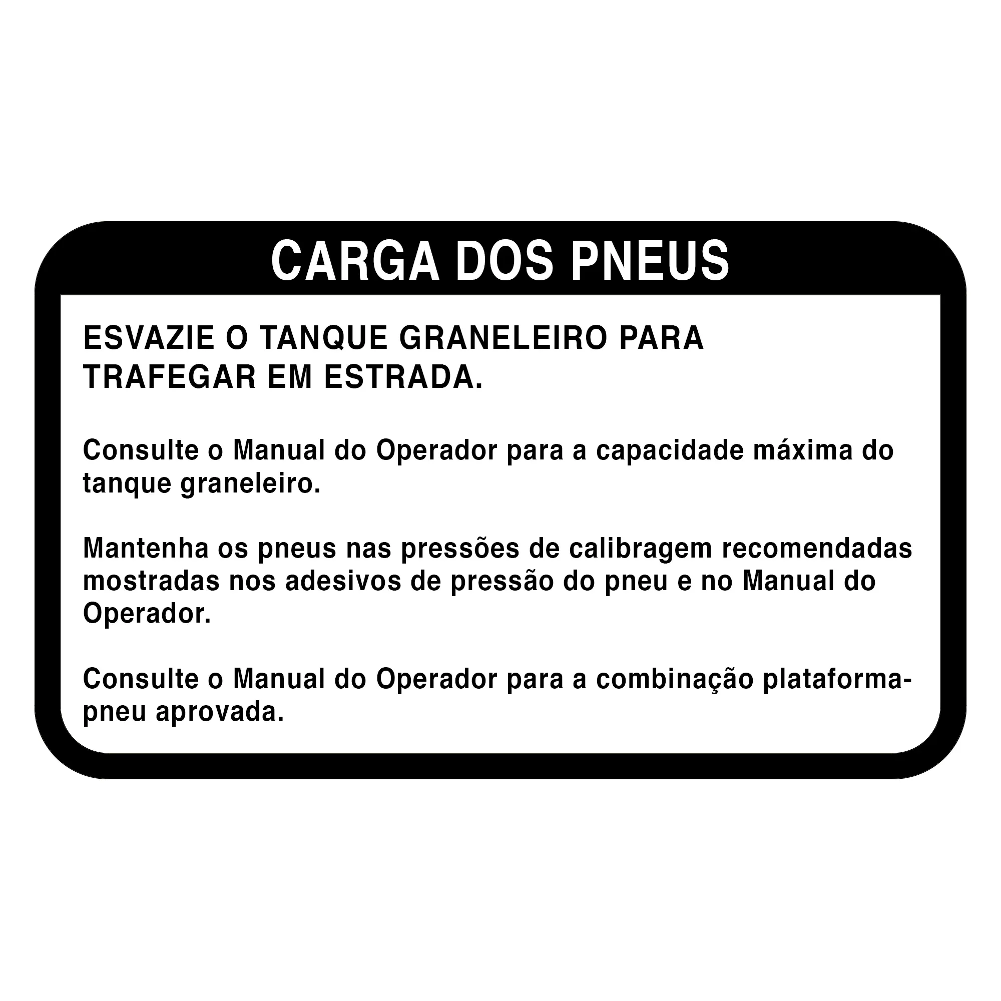 John Deere Tire Loading Label, Portuguese - H173337