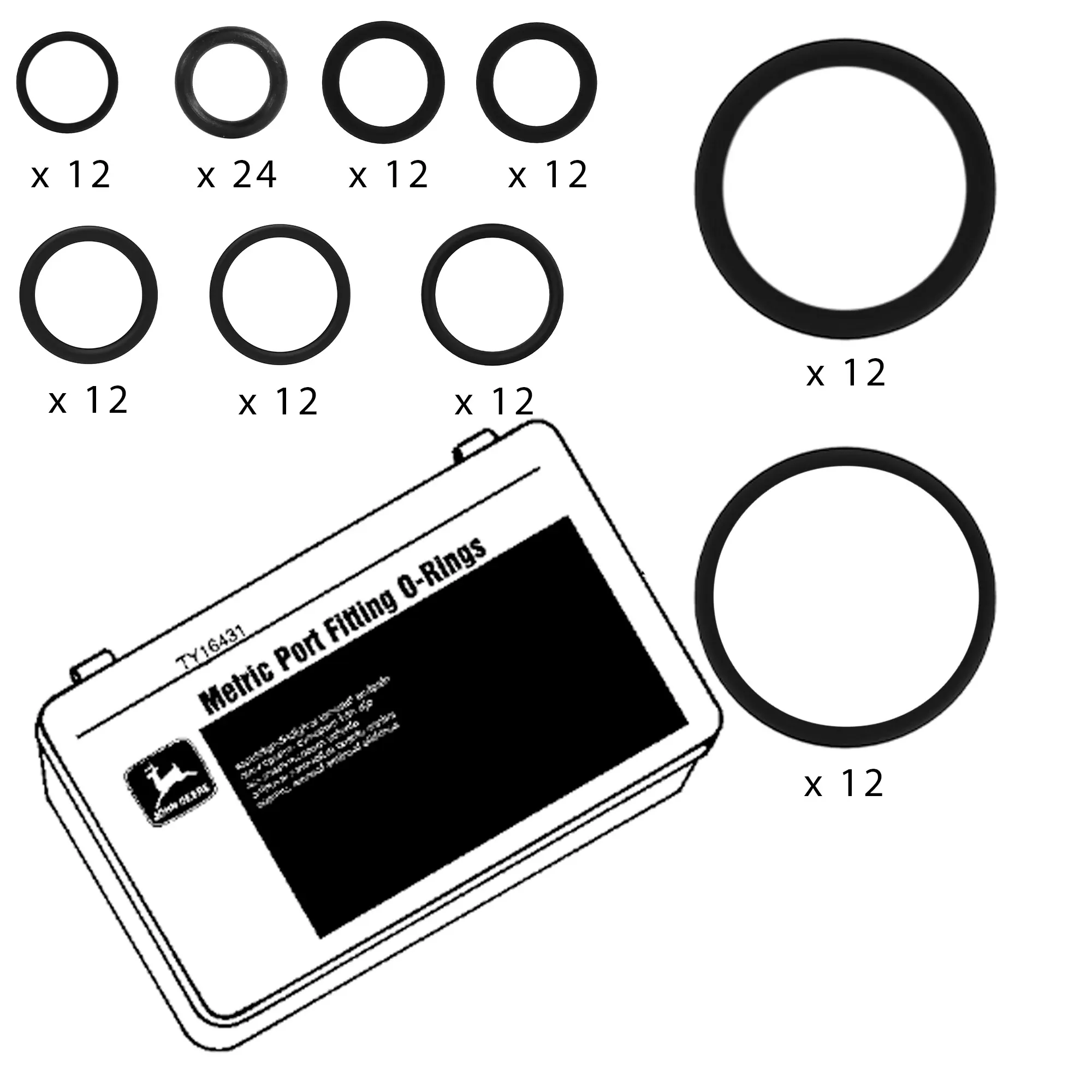 John Deere Metric Port Fitting O-Ring Kit - TY16431