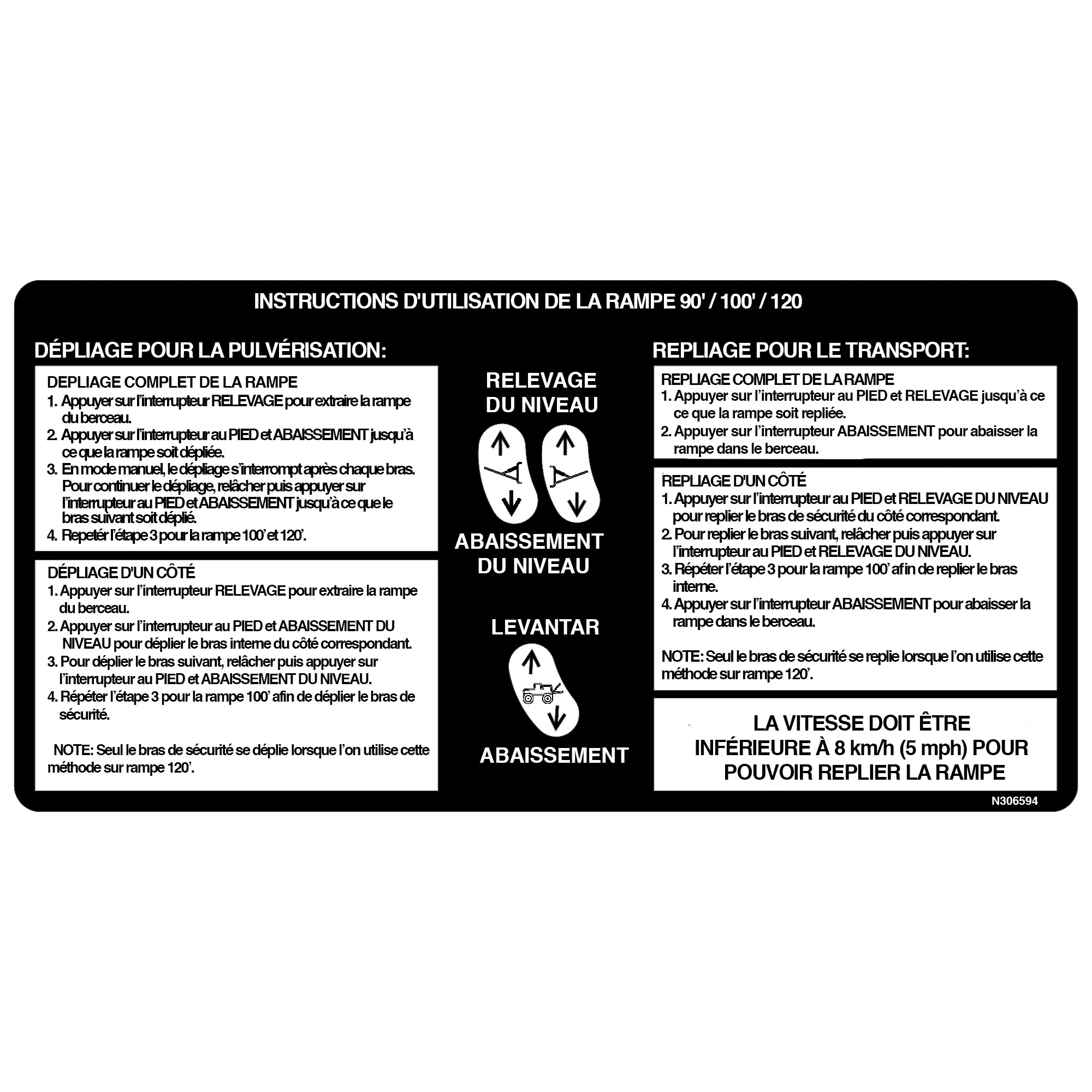 John Deere Boom Fold Label, French - N306594