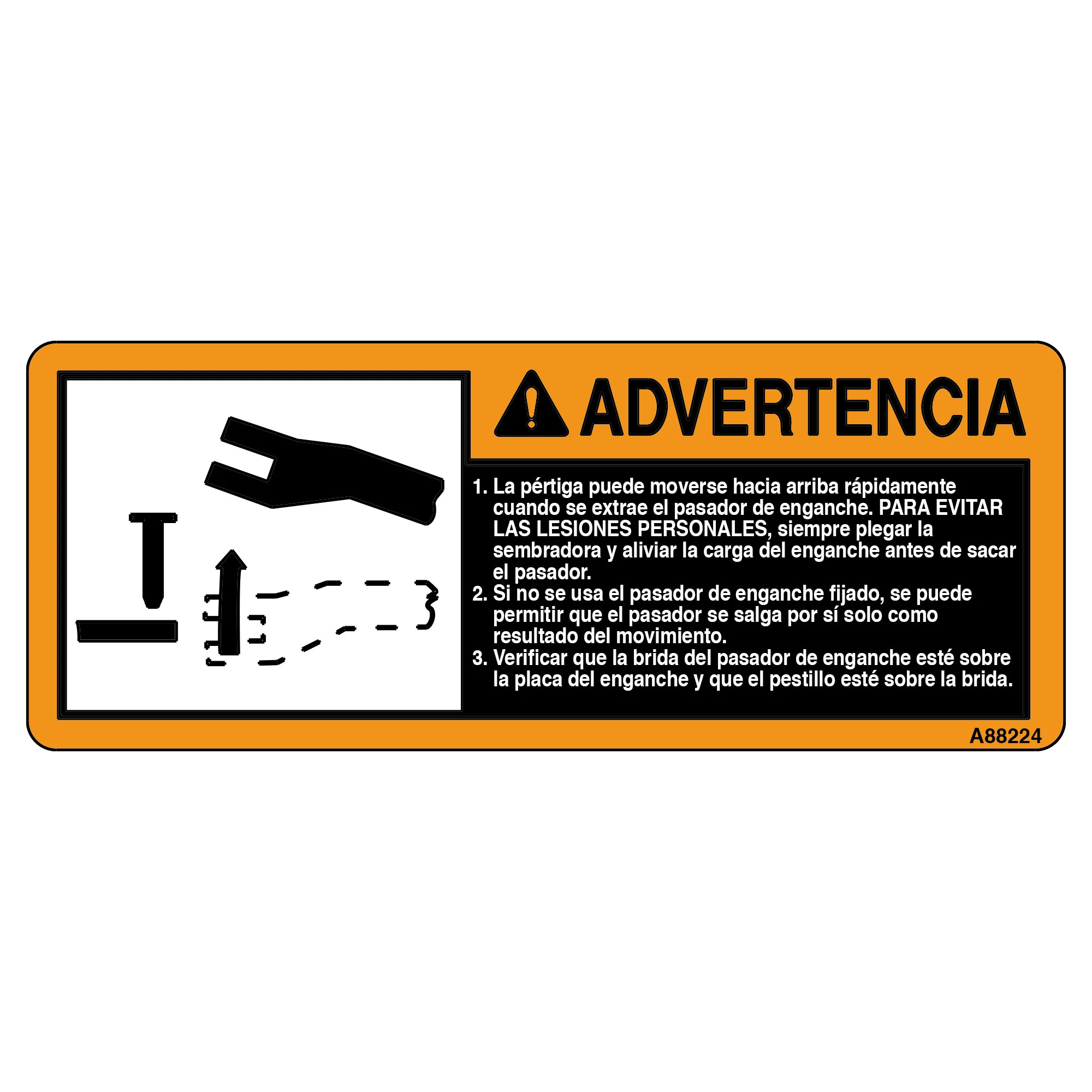 John Deere Label, Warning Tongue Whip - A88224