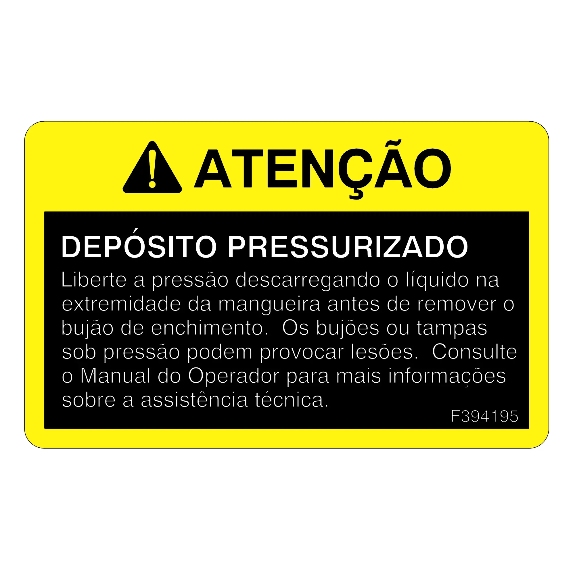 John Deere Label, Tank Water, Portuguese - F394195
