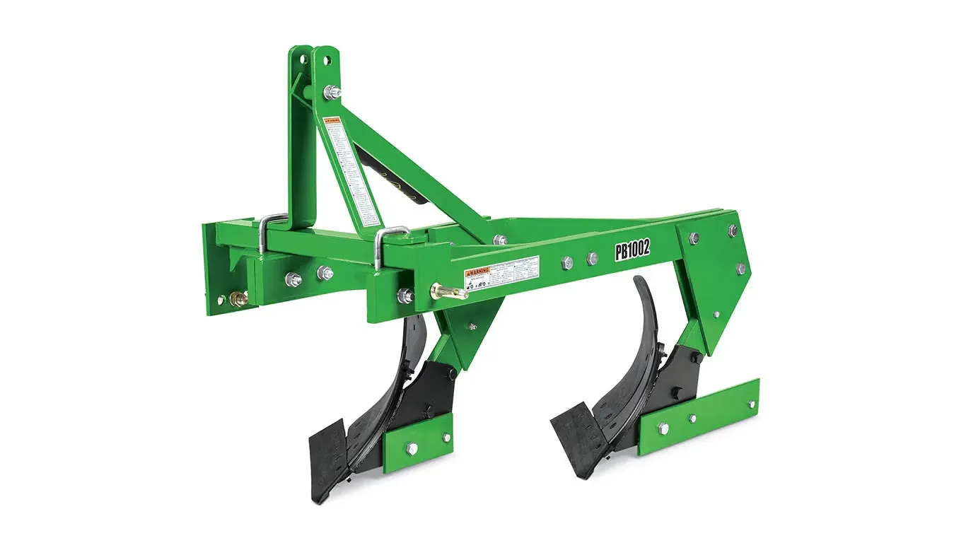 Rear left studio view of PB1002 Turning Plow with two blades