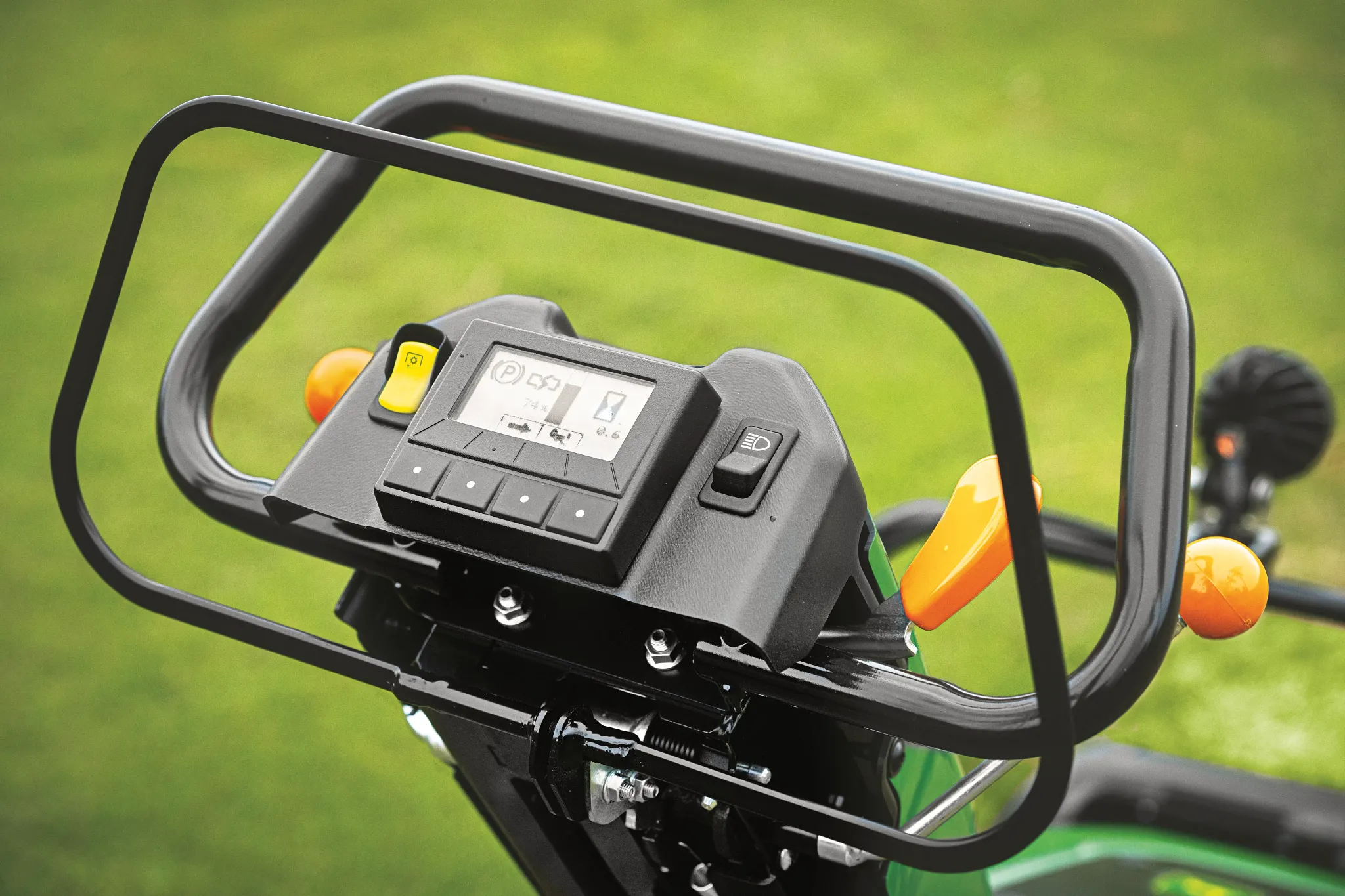 Close-up of Operator Controls on a Walk Greens Mower