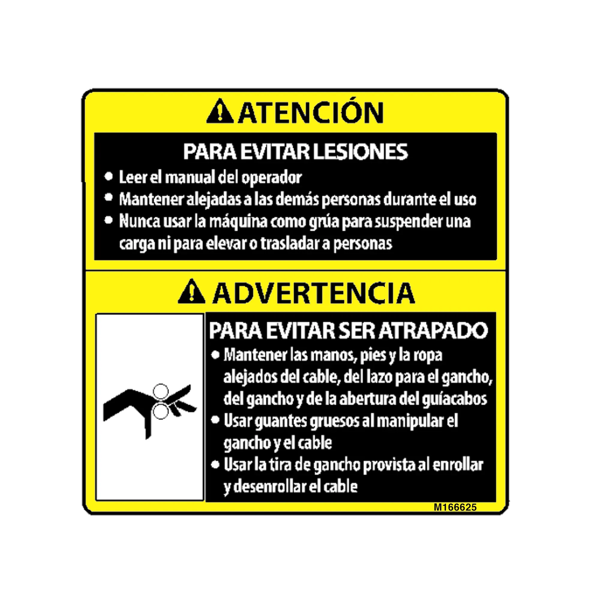 John Deere 3000LB Winch Safety Label - M166625
