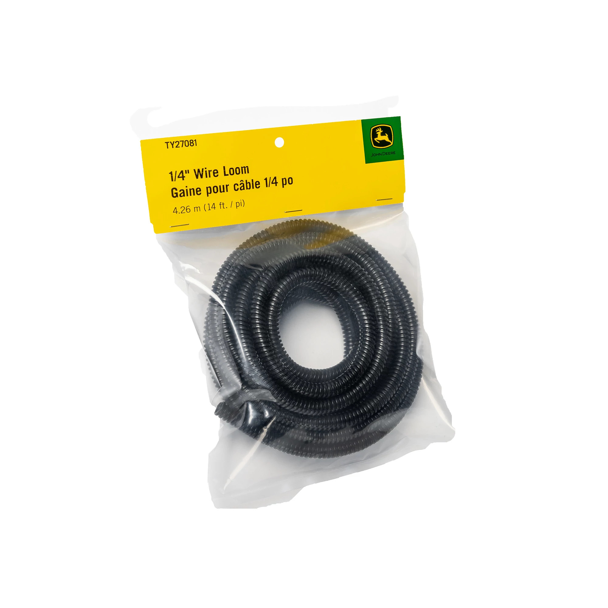 John Deere 1/4" Black Flex-Guard Convoluted Tubing, Split Seam, 14 ft. Cut - TY27081