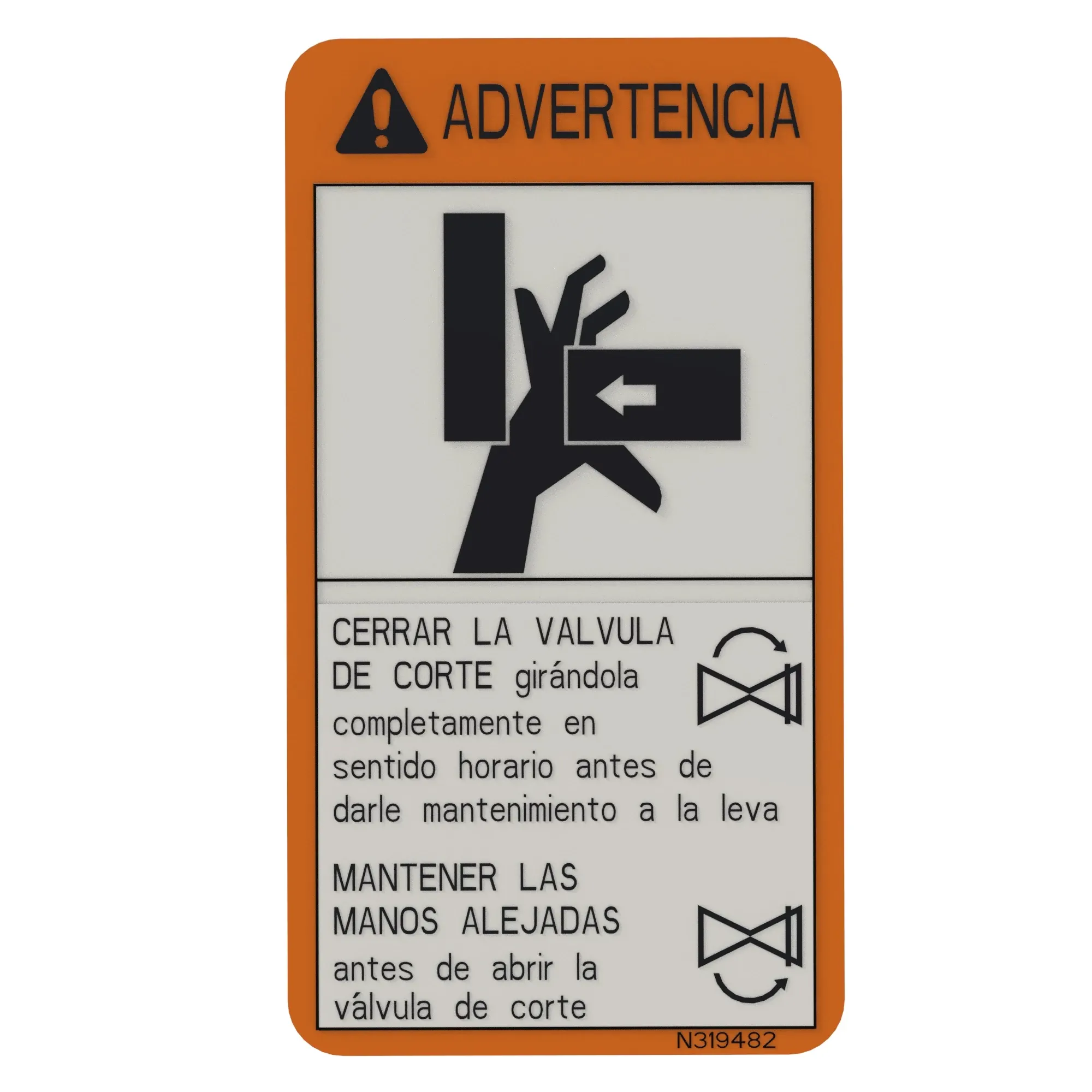 John Deere Safety Sign, Warning Label, Spanish - N319482
