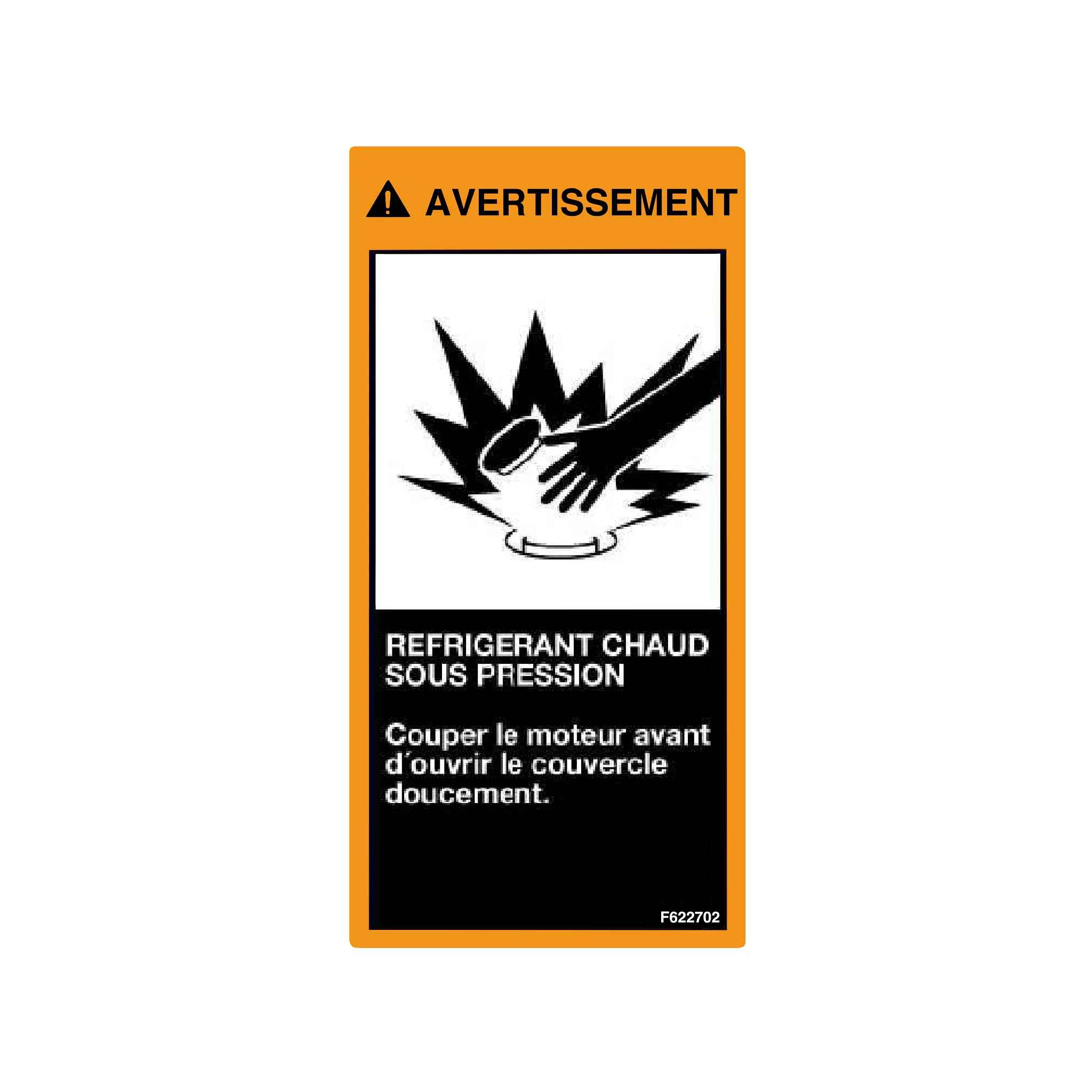 John Deere Label, Pressurized Coolant - F622702