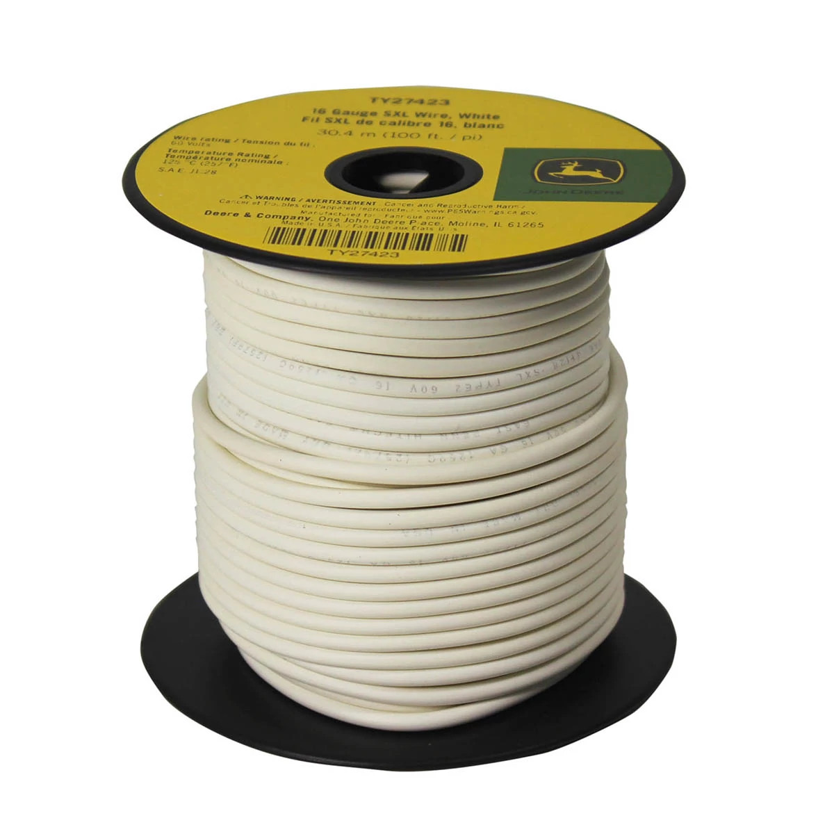 TY27423: White Wire Roll, 16 Gauge, 100 Ft/Spool, 19 Strands
