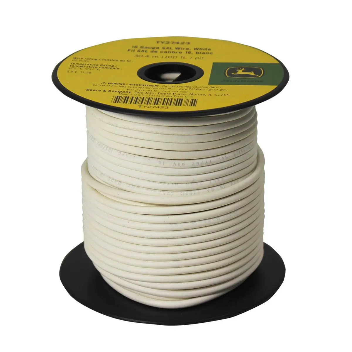 TY27423: White Wire Roll, 16 Gauge, 100 Ft/Spool, 19 Strands