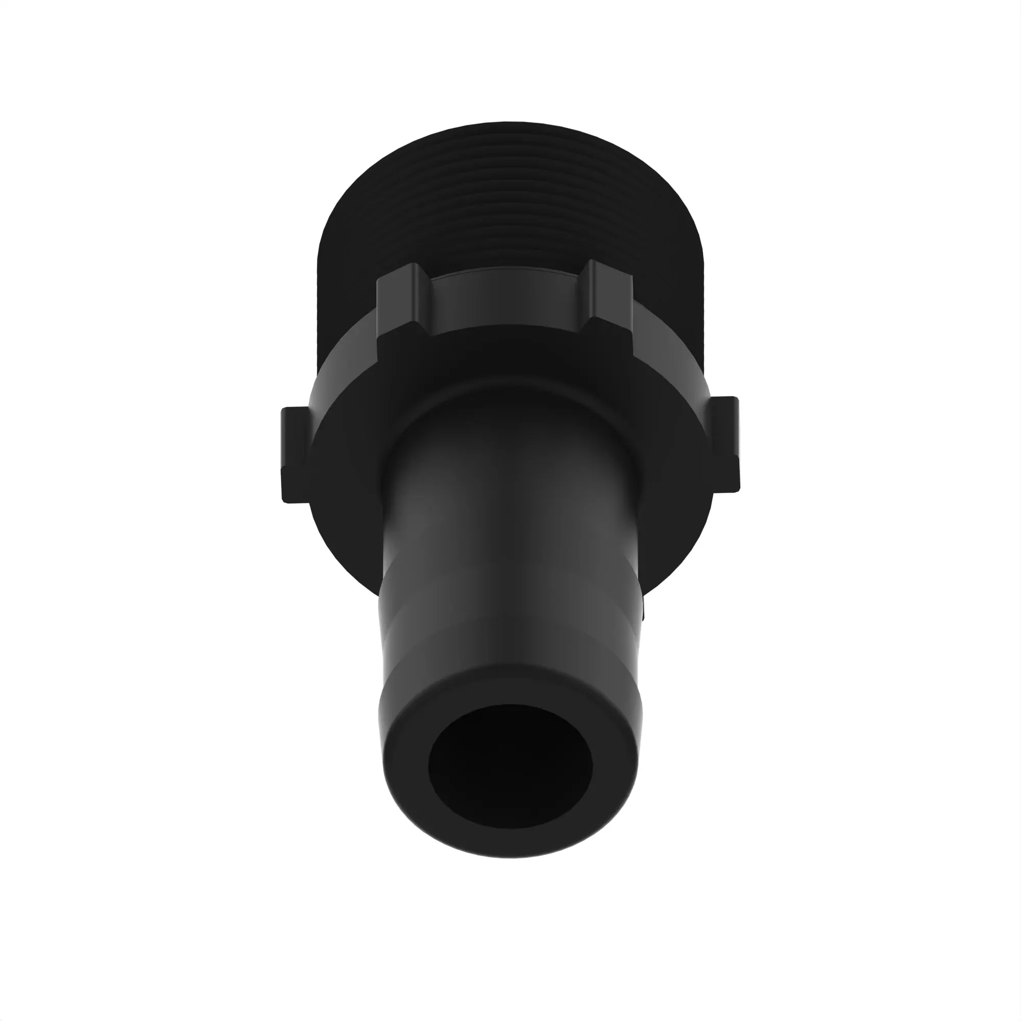 HOSE BARB WITH FLOW STRAIGHTNER