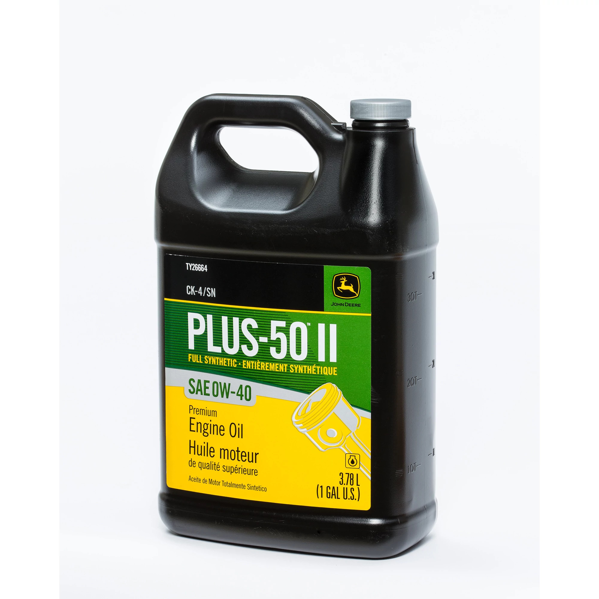 John Deere Premium Synthetic Engine Oil, Plus-50™ II, SAE 0W-40, API CK-4/SN, 3.78 Liter (1 Gallon) - TY26664