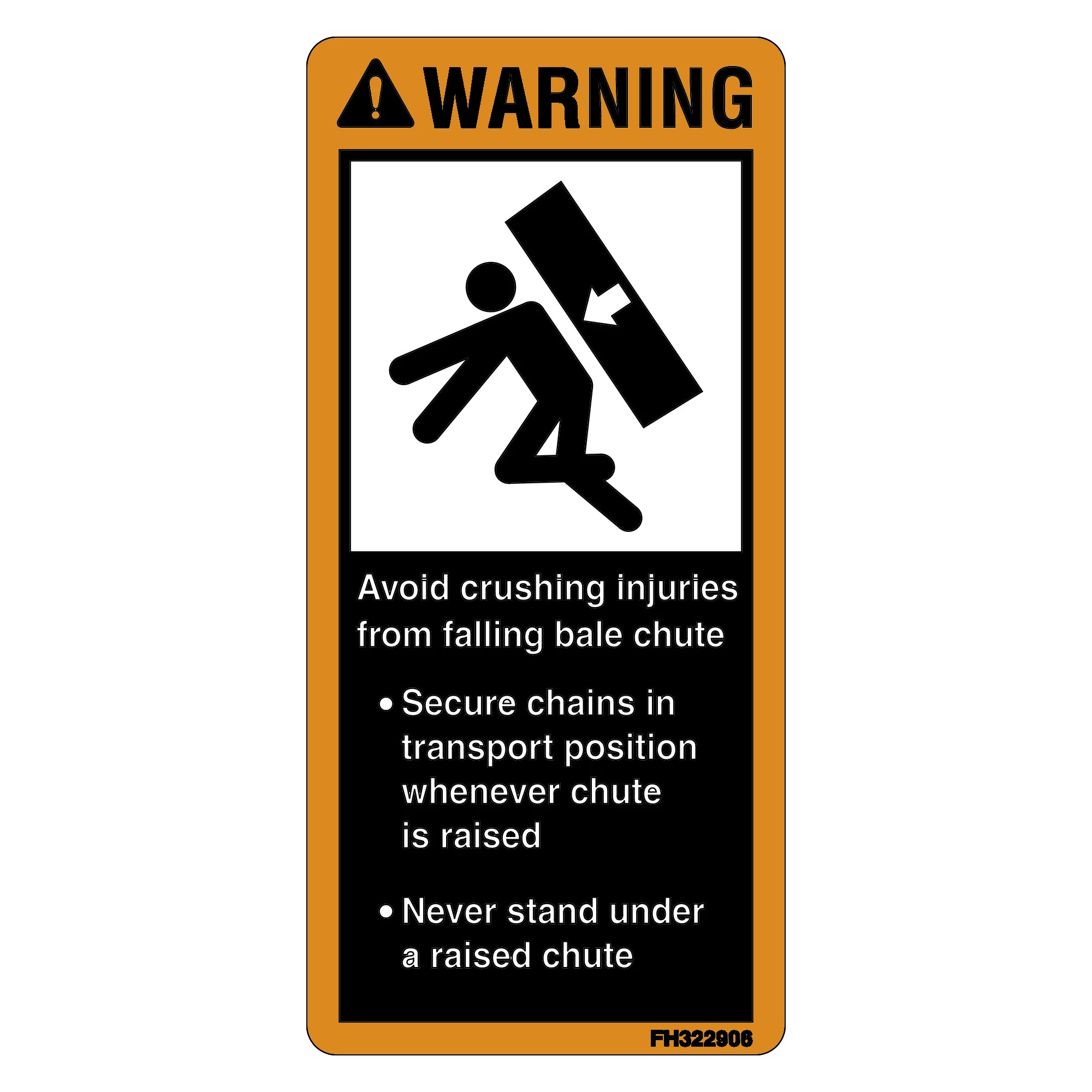 John Deere Bale Chute Warning Decal - FH322906