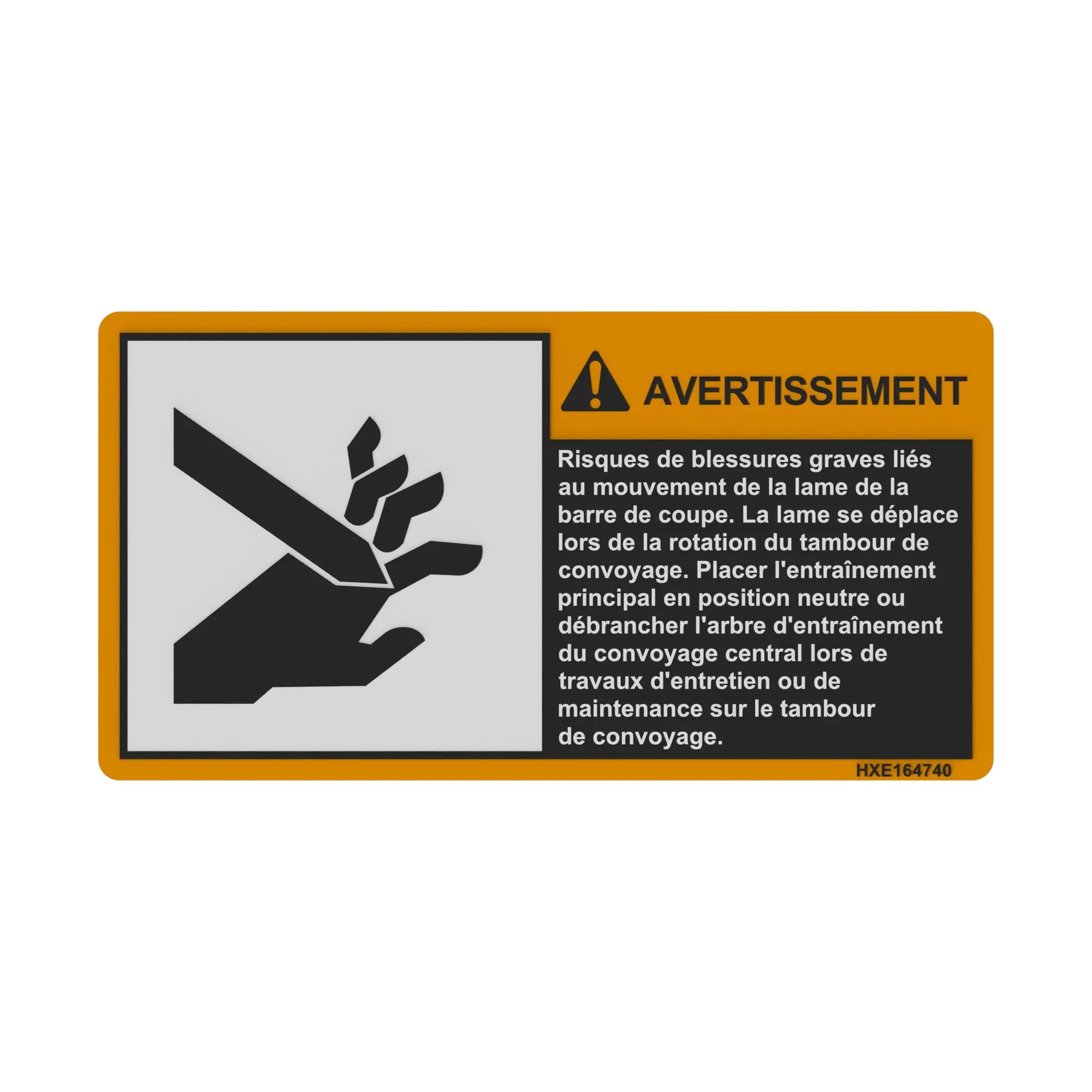 John Deere Cutterbar Safety Sign - HXE164740