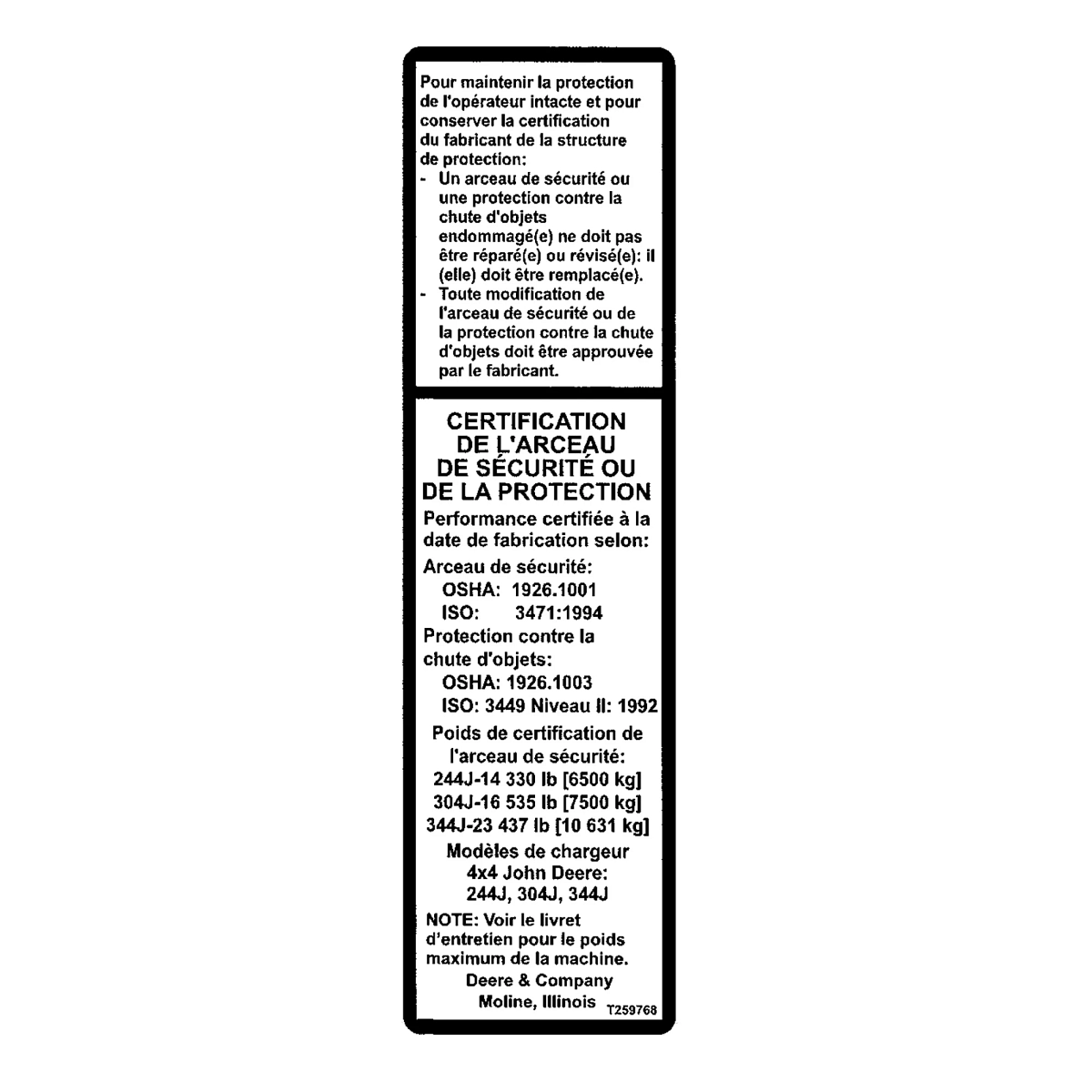 Label, ROPS Certification, French 2