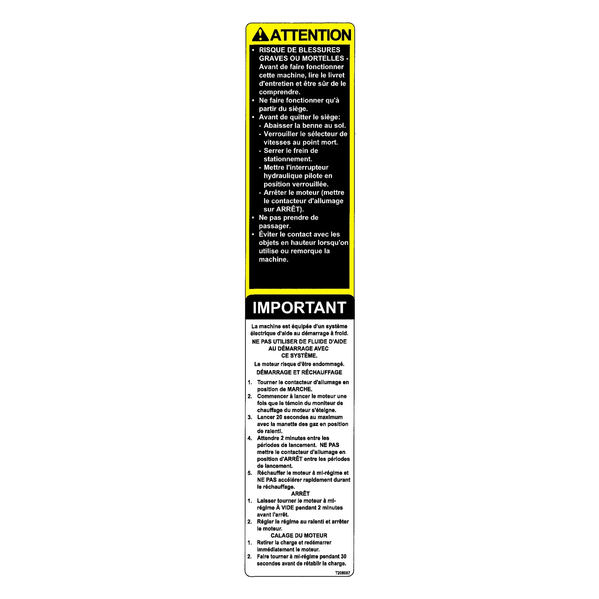 John Deere Safety Sign - T208087