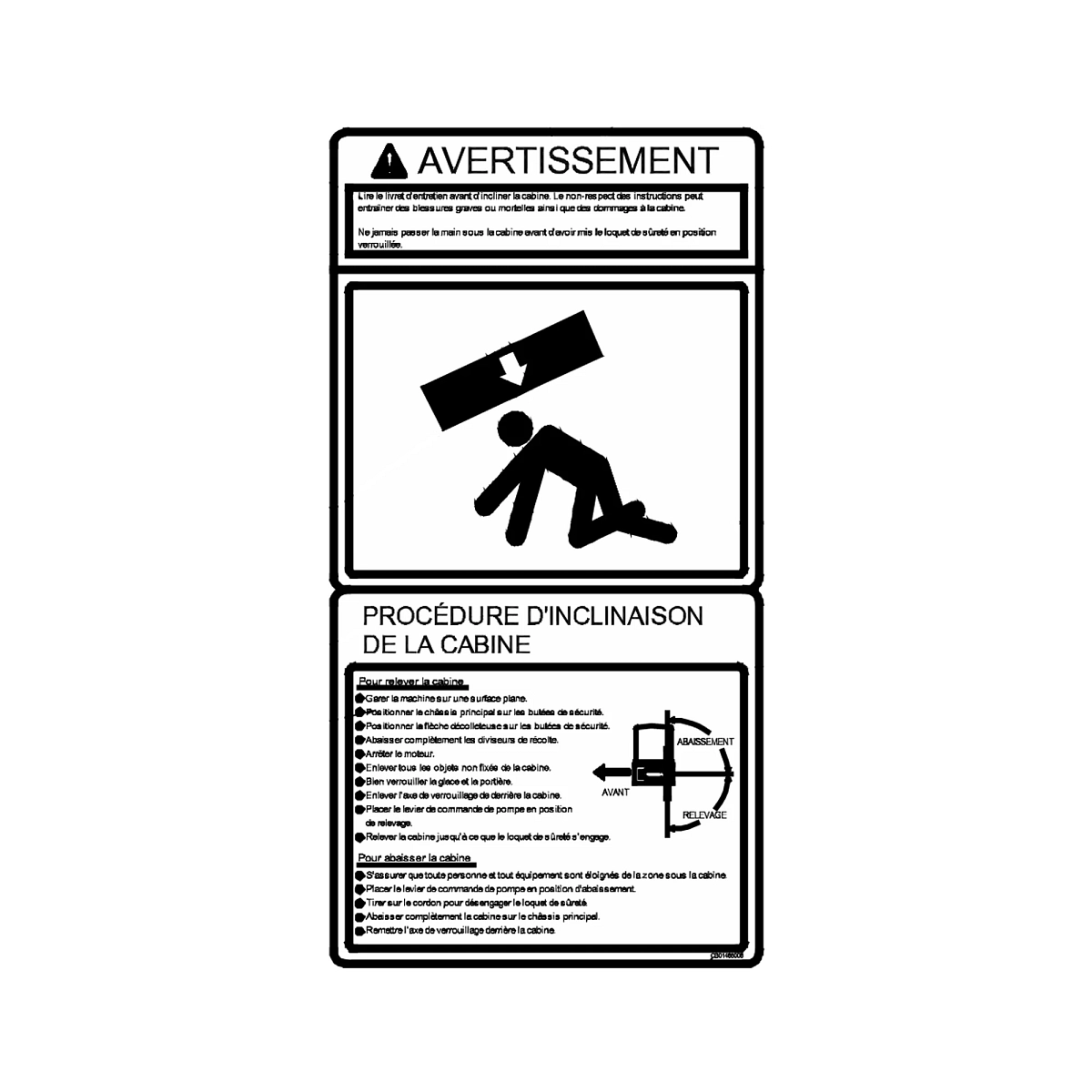 Decal-Cab Tilt Procdr/Warn-Fch