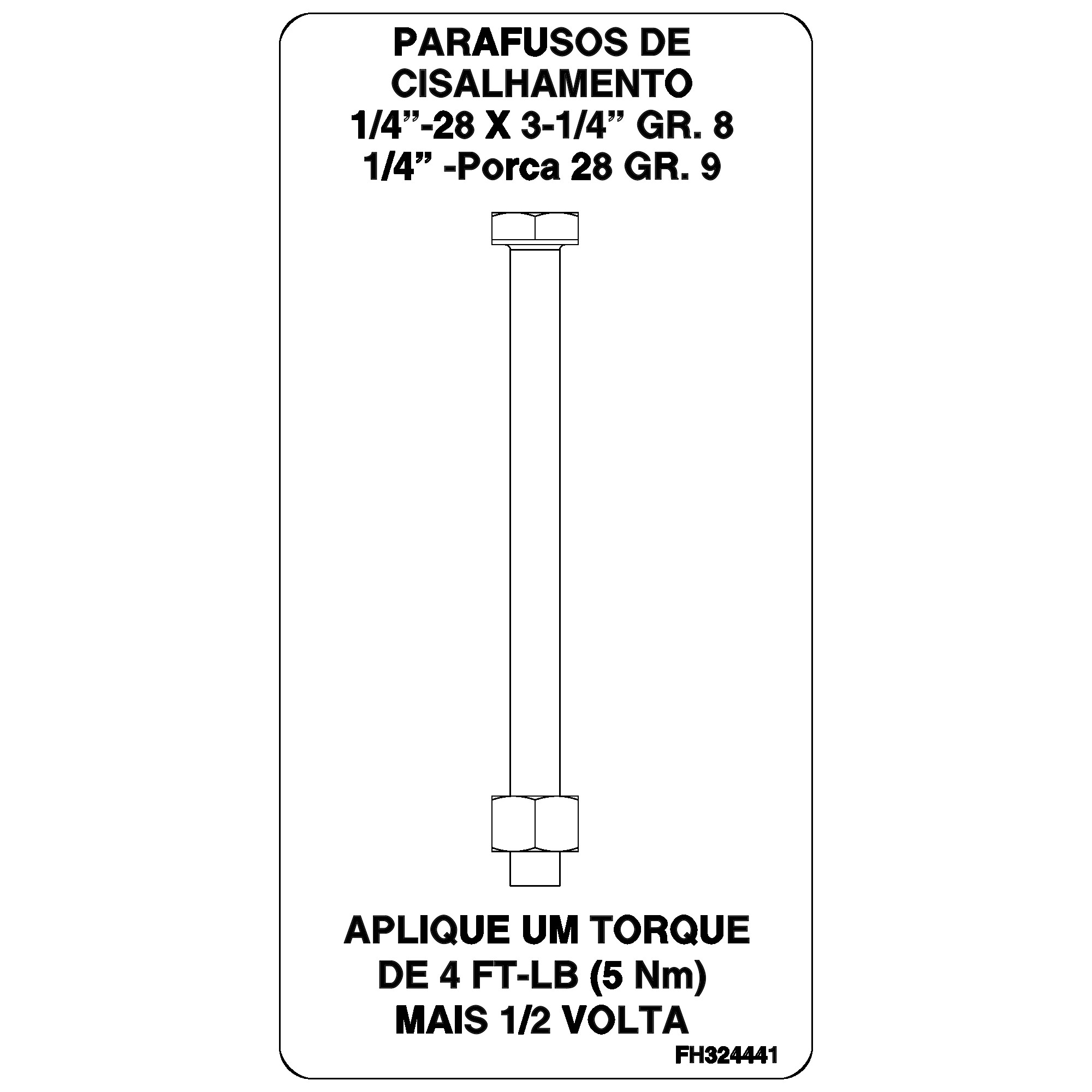 John Deere Shear Bolt Plate, Portuguese - FH324441