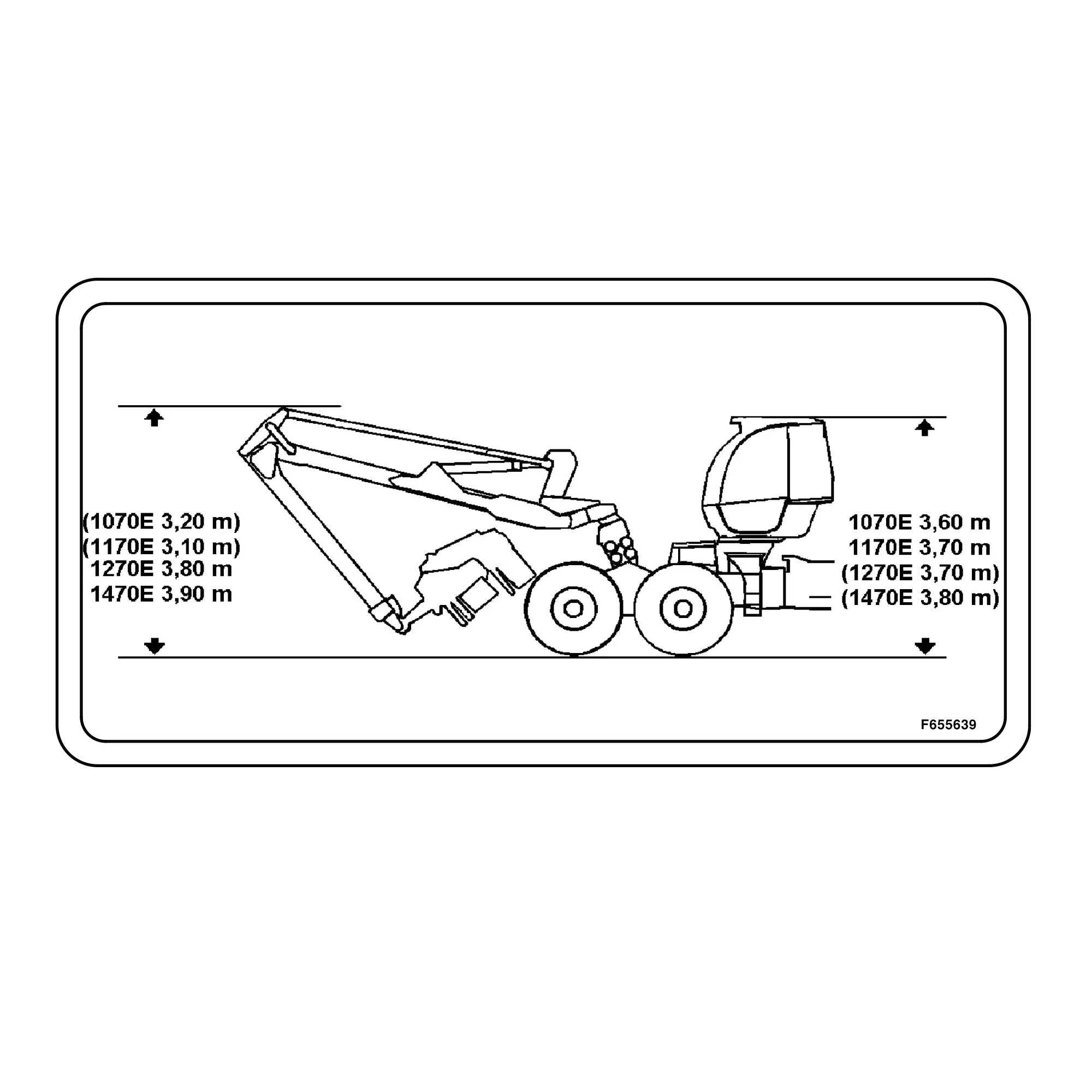 John Deere Dimensions Label - F655639