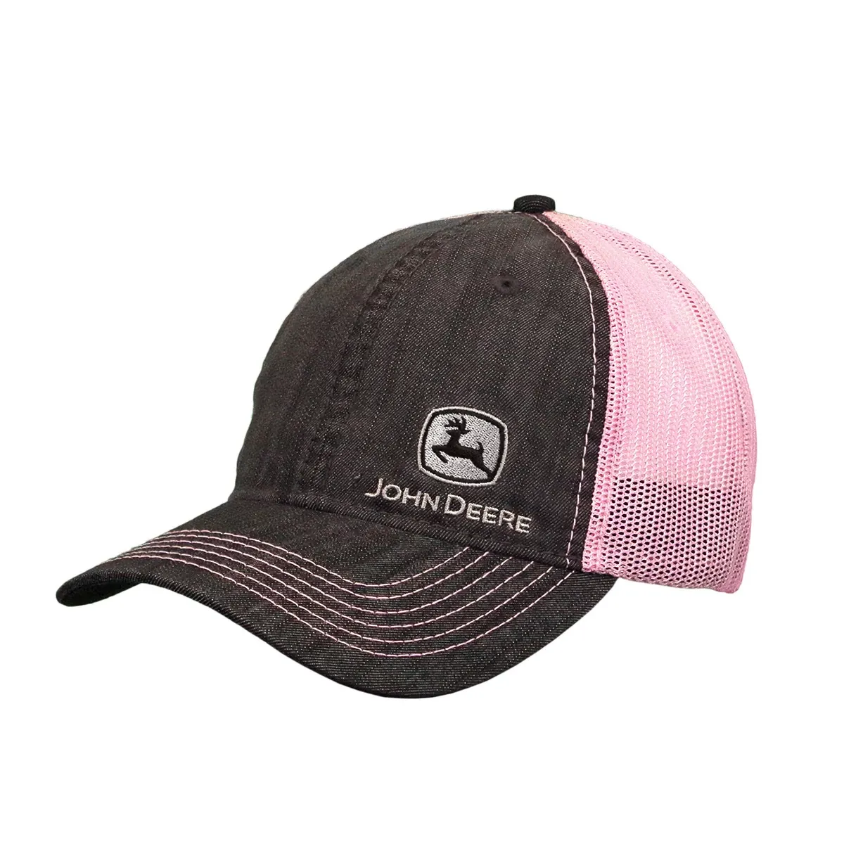 Chambray Hat - Charcoal and Pink