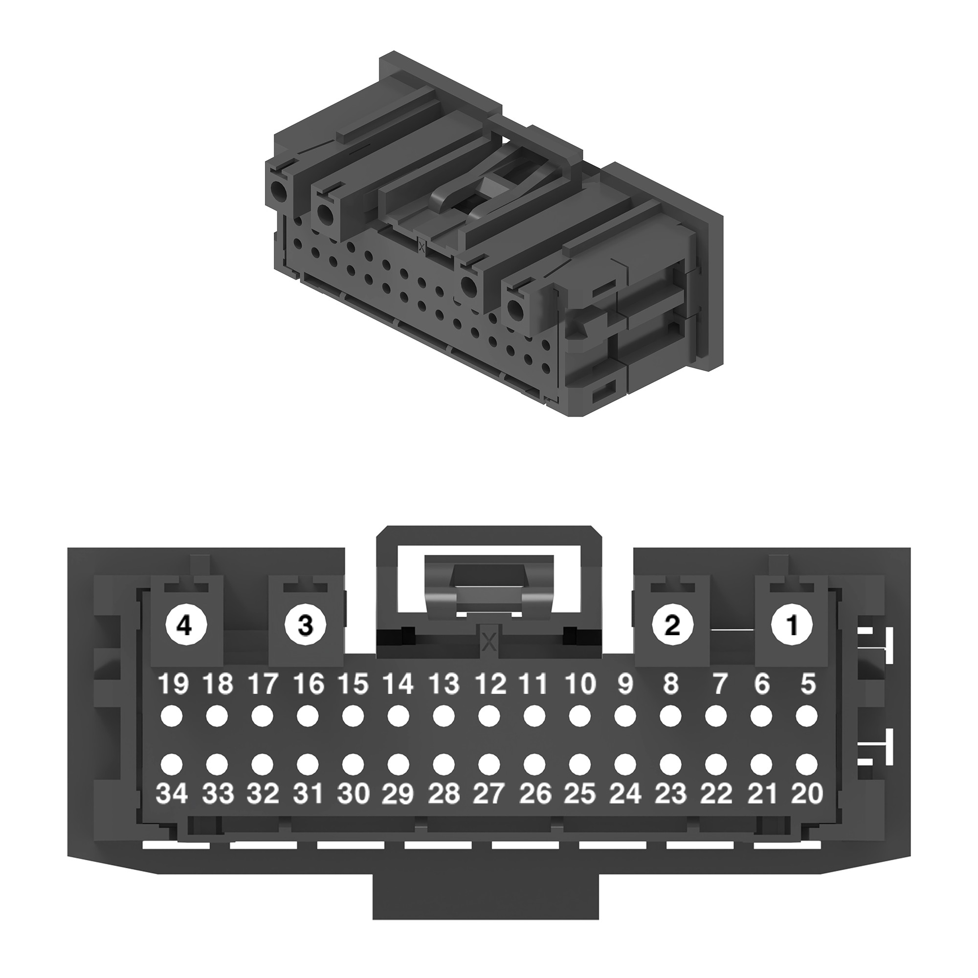 CONN MOLEX MINI50 34W F GRY NYLON