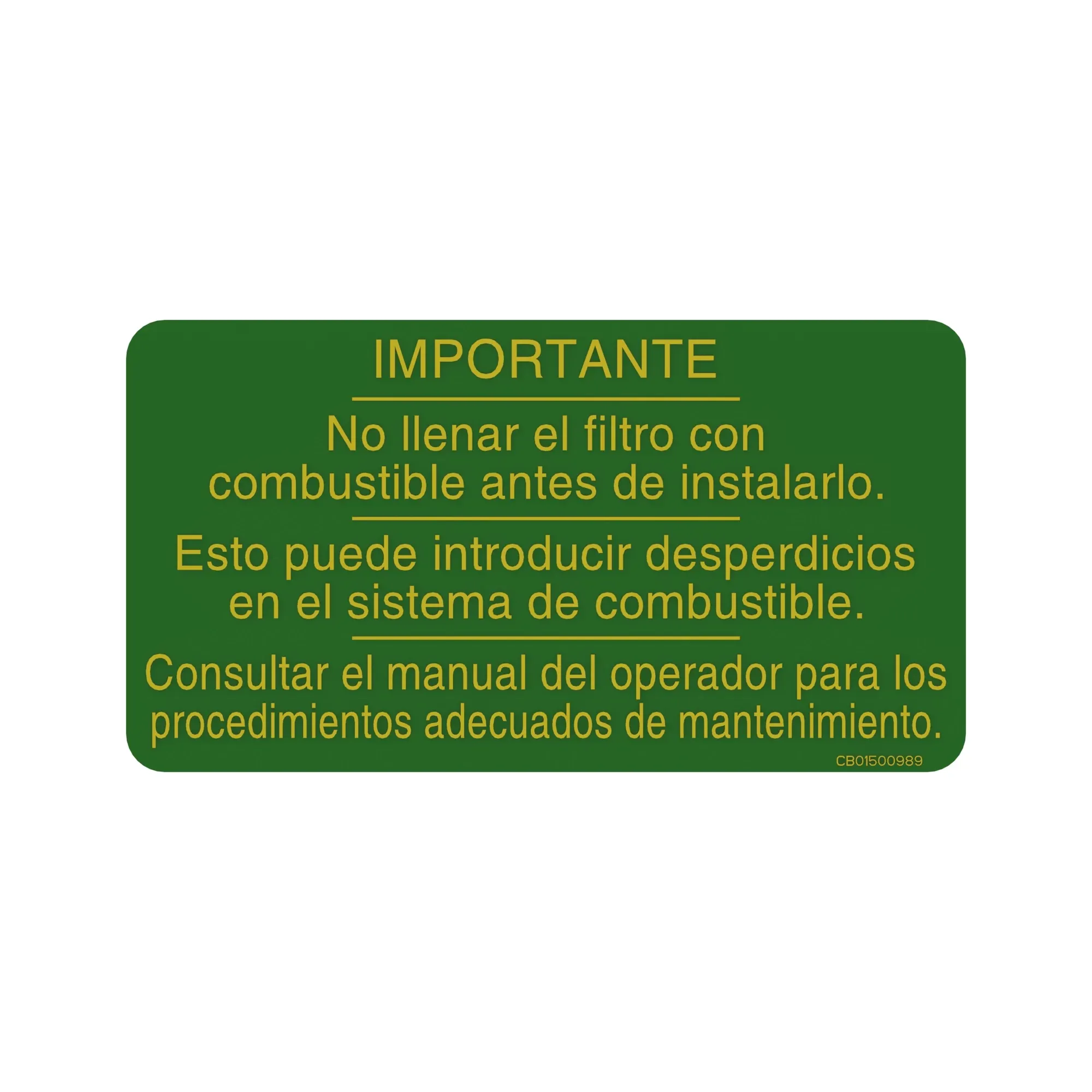 Instruction Plate, Decal-Fuel Filte