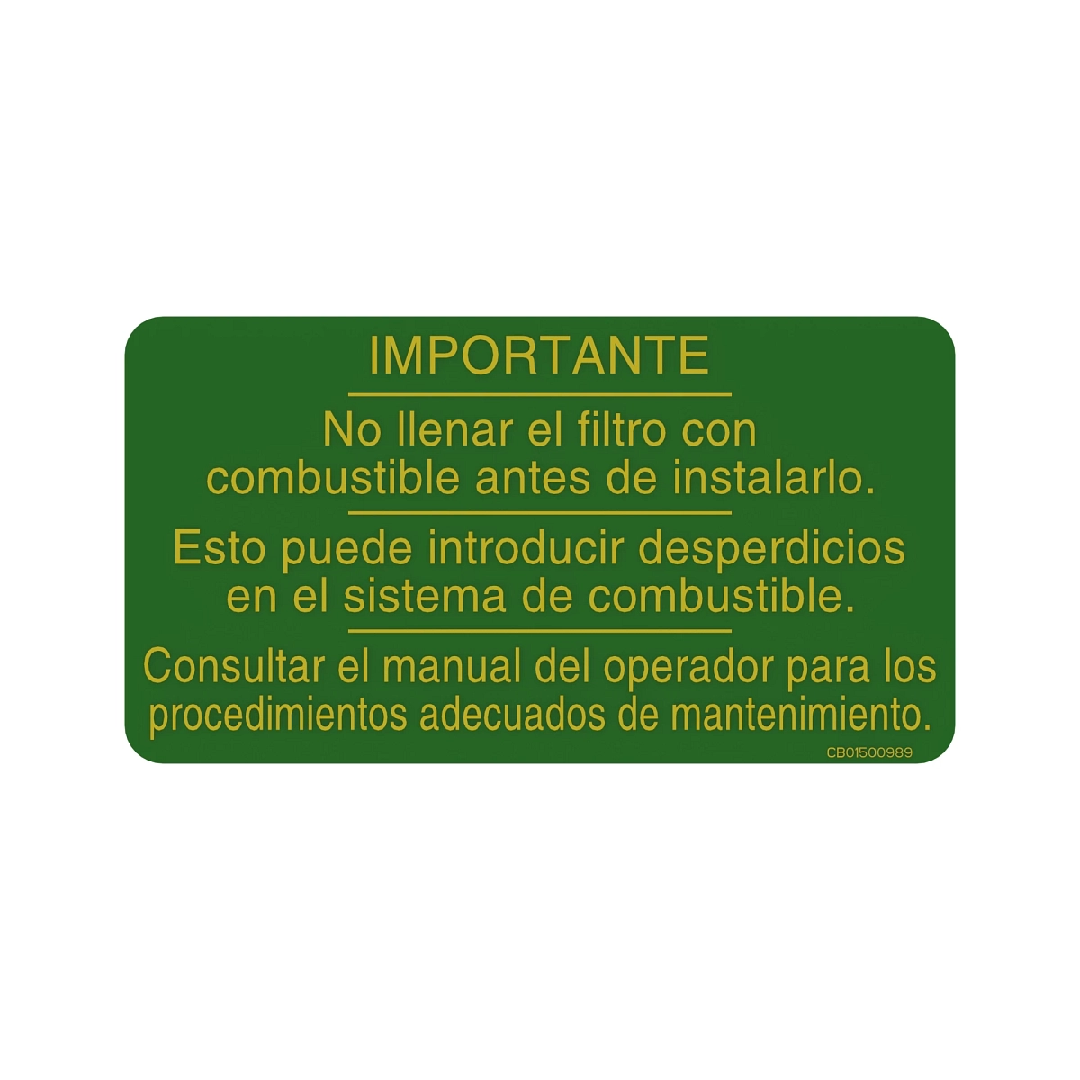 Instruction Plate, Decal-Fuel Filte